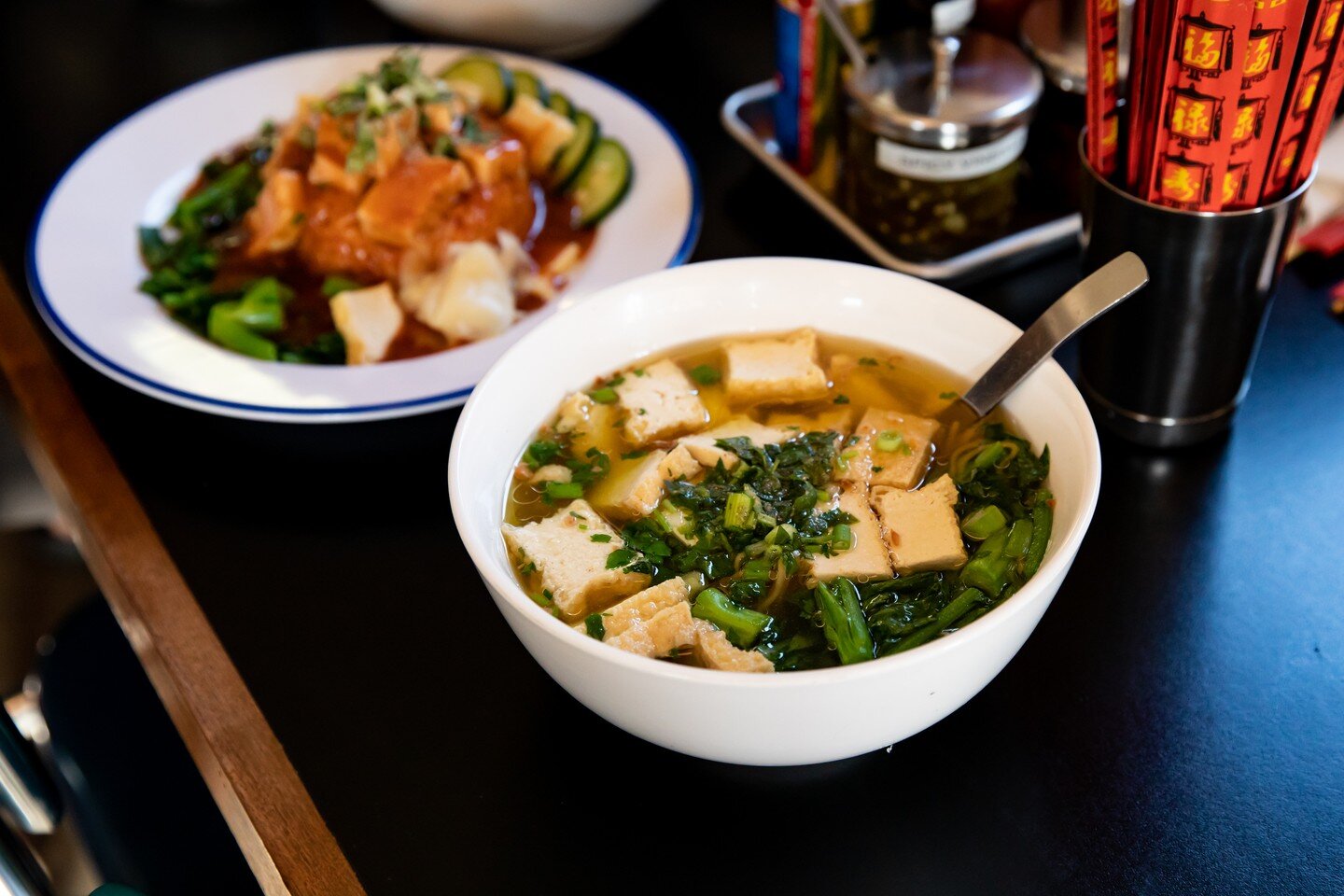 Egg noodle soup with tofu and yu-choy, is healthy and satisfying.
.
.
Dining room, take away &amp; delivery: 11:30am-9:30pm 
Web: https://www.kmdpdx.com/

#pdxdining #eeeeeats #portlandfood #thaifood #pdxeats #portlandfoodie #eater #eaterpdx #pdx #pd