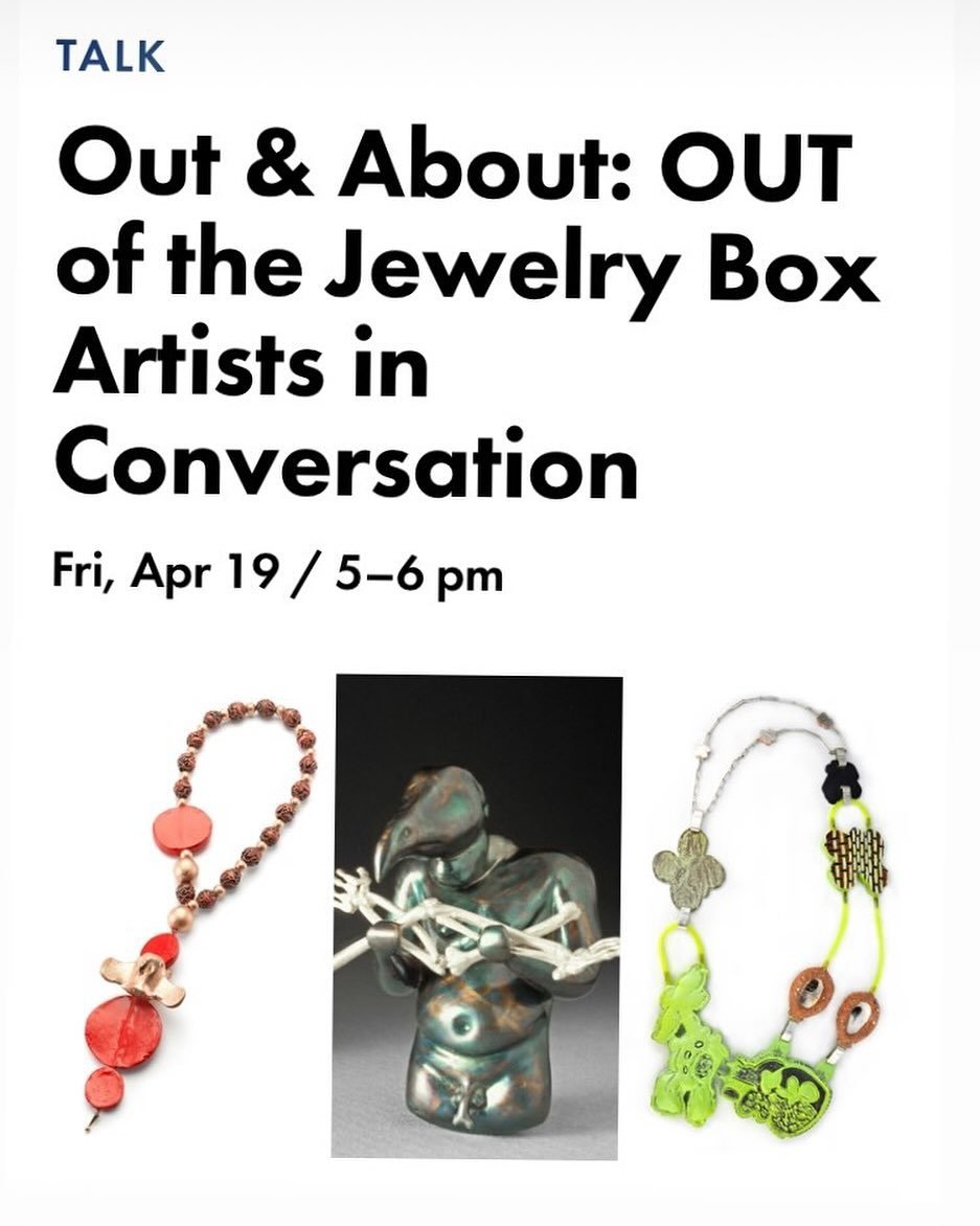 I&rsquo;ll be emoting from a stage with other queer jewelry artists next week!

Go to @madmuseum to get your tickets for MAD Talks on April 19th from 5-6pm.

&ldquo;To celebrate the opening of OUT of the Jewelry Box, join us for an enlivening two-par