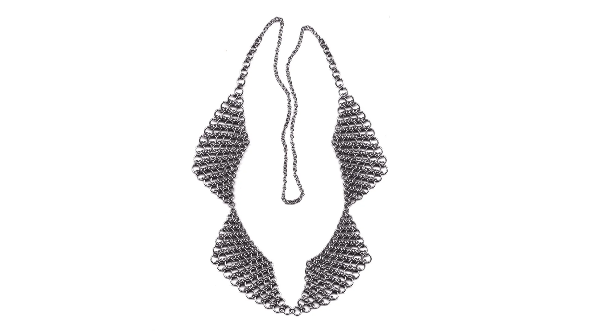 Rebekah Frank, Sunday Morning - Encompassing Collar, 2025, necklace, steel, 21 x 5 x 0.125 inches, edition of 3