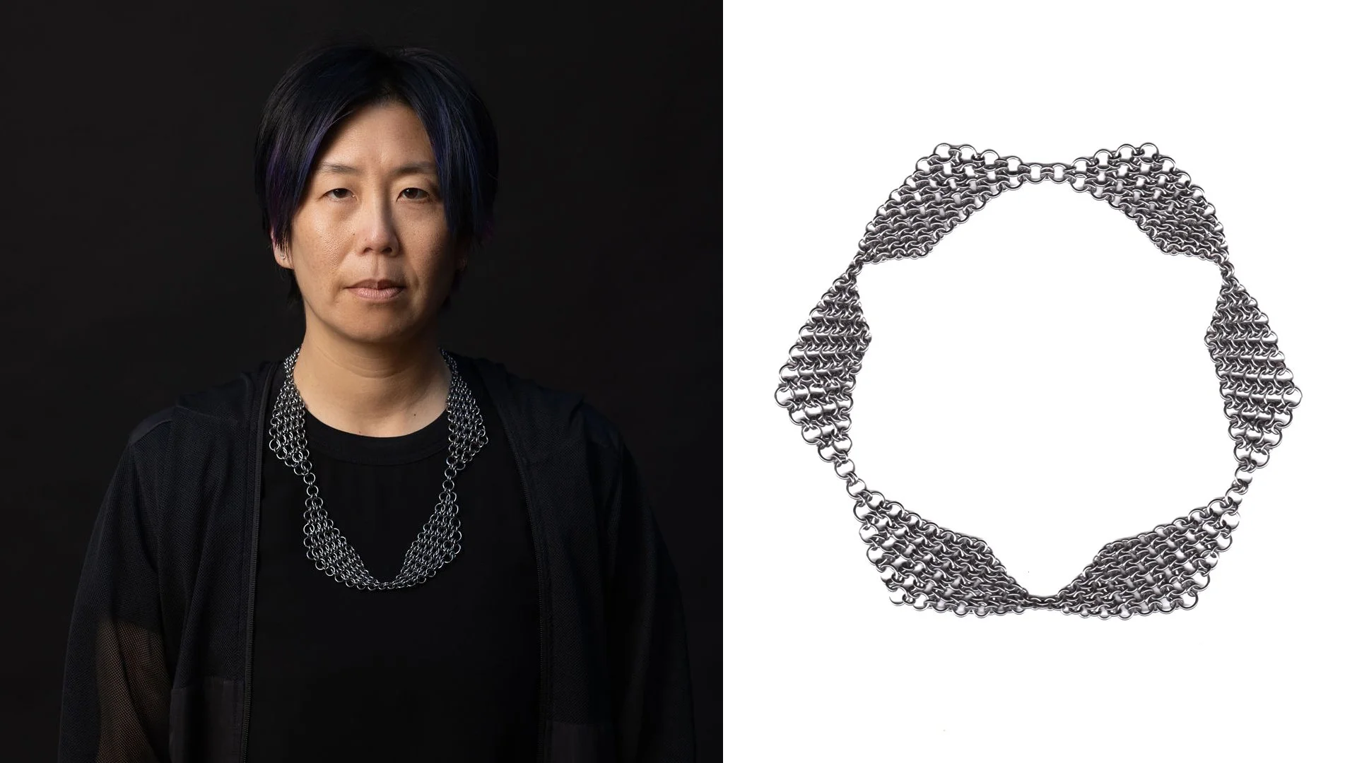 Rebekah Frank, Sunday Morning - Softened Star, 2025, necklace, steel, edition of 3, model: @audomatic, photo: @lydiadaniller