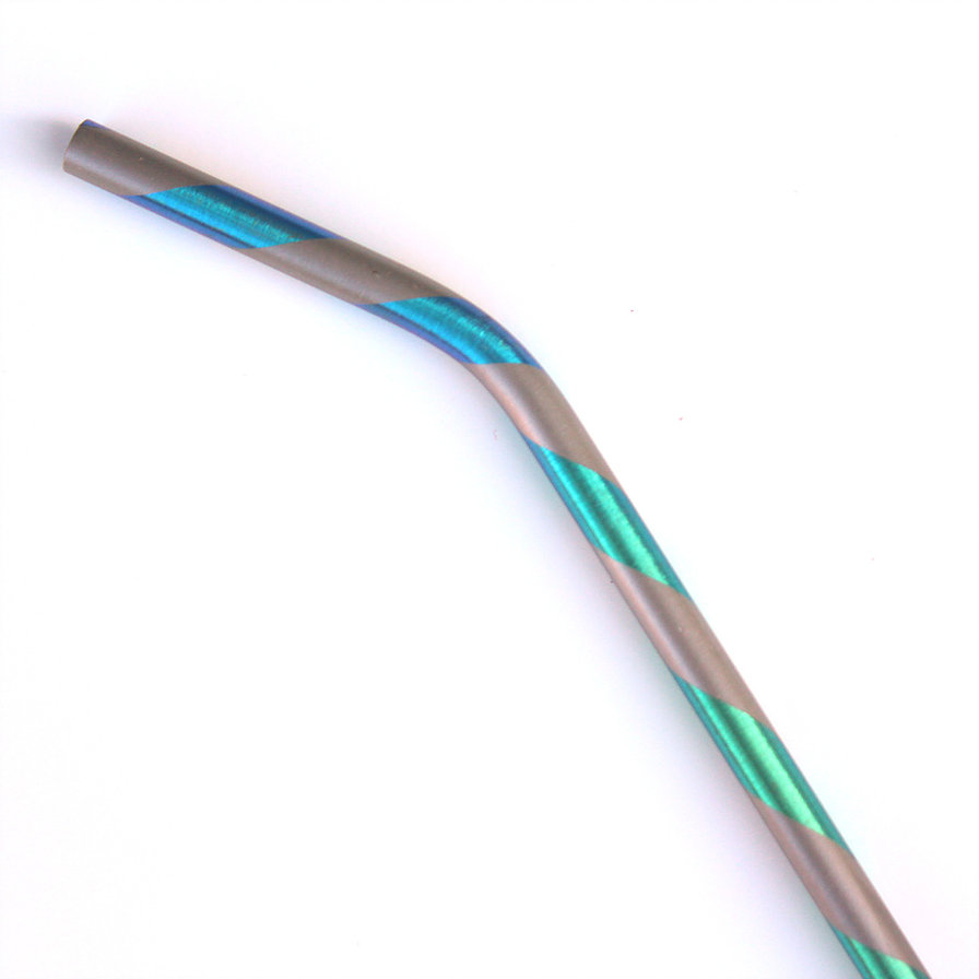 King Cage Titanium Straw 8" Bend, GreenTurquoise Twist — agave