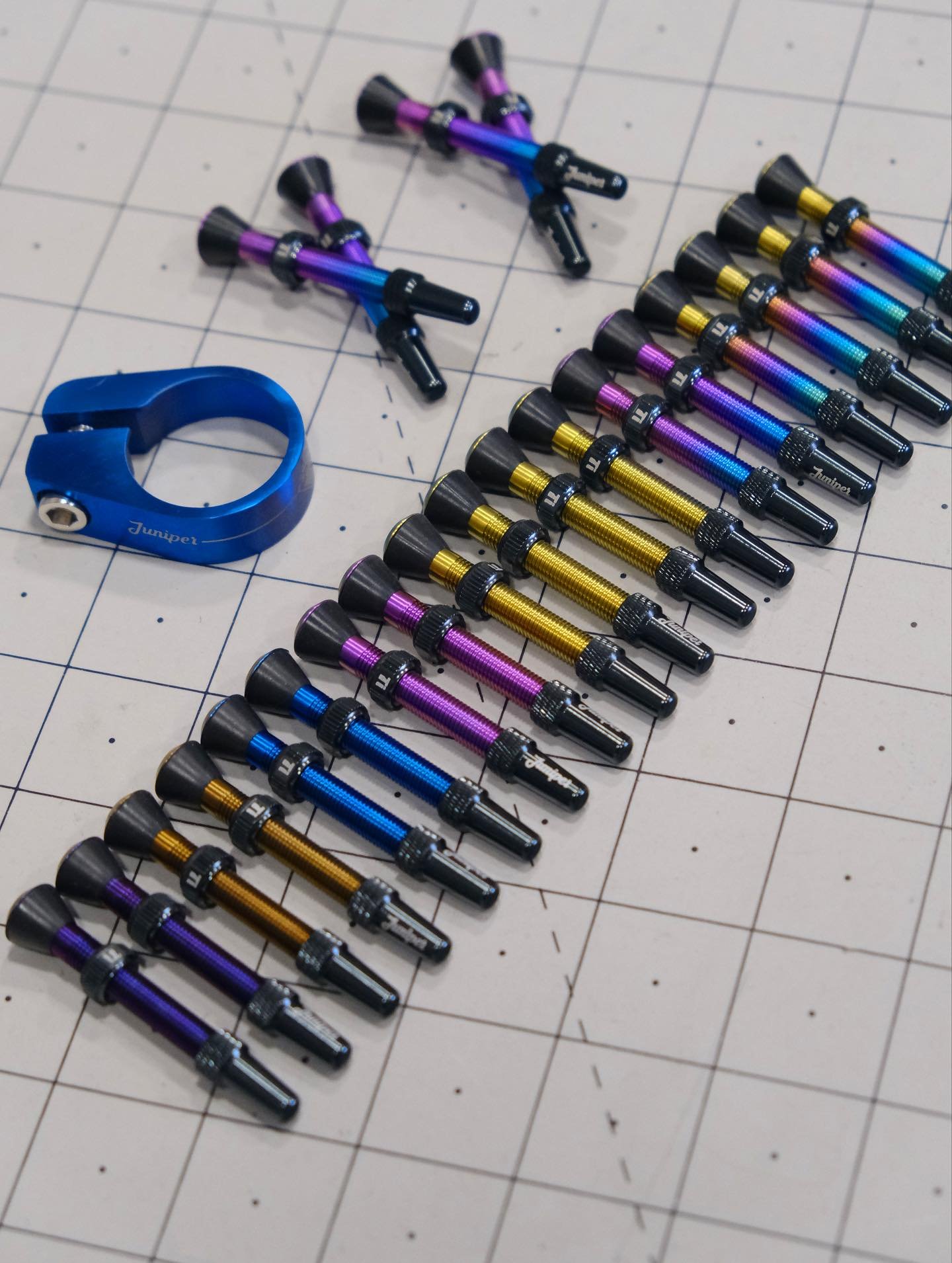 A little restock of Juniper valve stems in a few colors last week 🤤
.
.
.
#tibike #titaniumanodizing #valvestem #tubeless #titanium #cycling #roadbike #gravelbike #mtb #mountainbike #anodizing #colorado