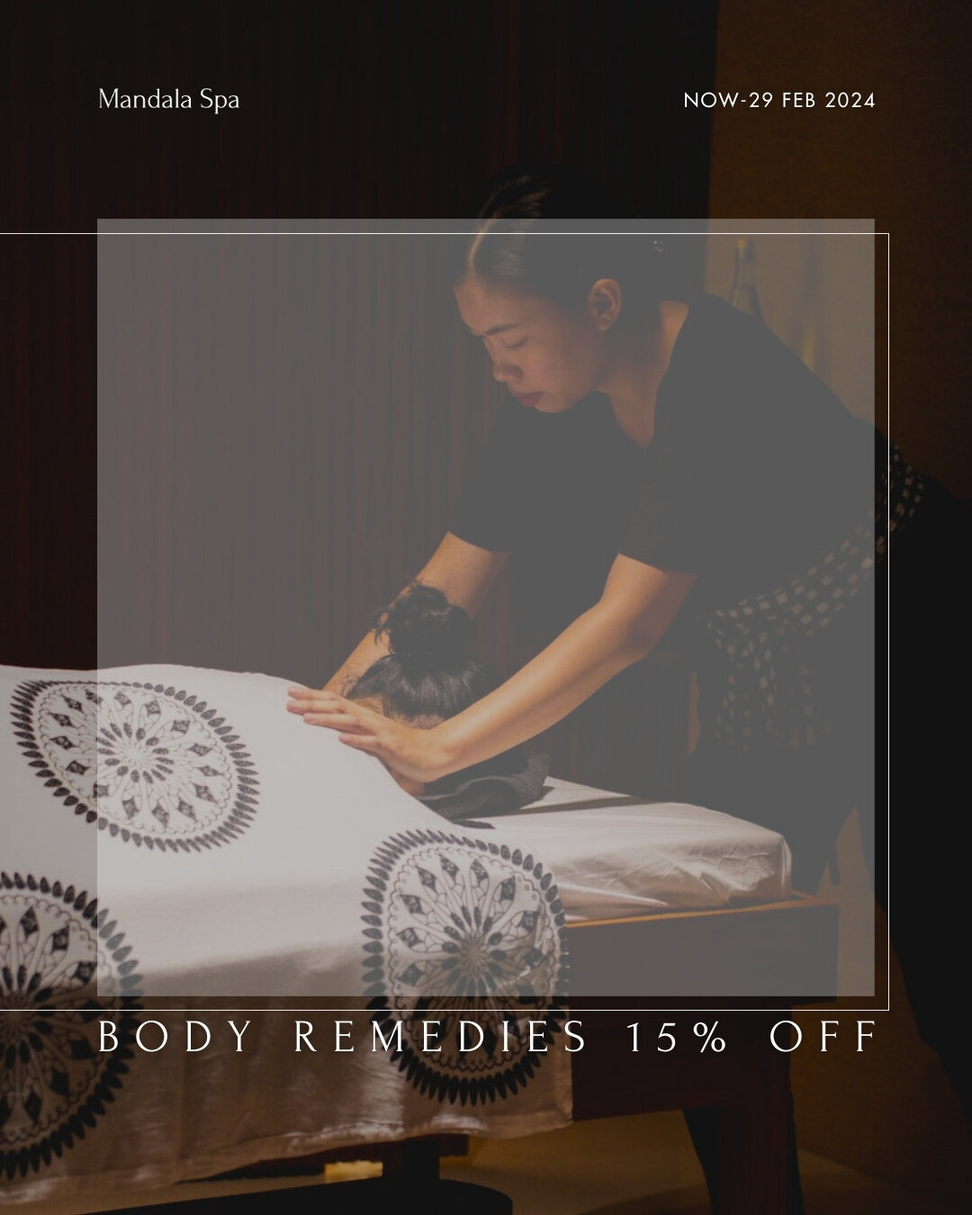 A reminder to treat yourself to a heavenly escape with our rejuvenating body massages &ndash; now 15% off until February 29th! 🌿💆&zwj;♂️ #BlissfulEscape

Open 9 am to 8 pm daily
Call to book at +623619088888
Chat to book at +6281907229888
www.manda