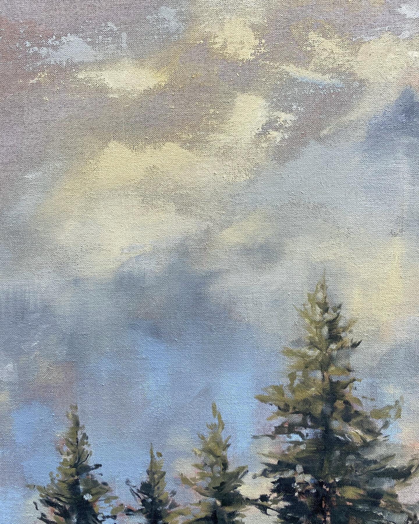 ✨Quick study on some new linen with clear gesso (base coat) Lately I&rsquo;ve been thinking a lot about when to stop during a painting. There are certain textures that come from watered down paint or the palate knife that I love, but they need to be 