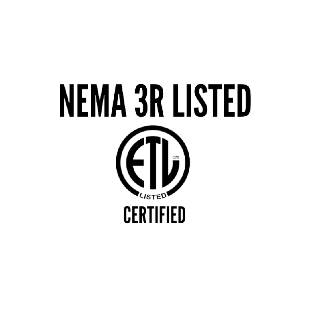 NEMA 3R listed certification logo for outdoor electrical enclosures