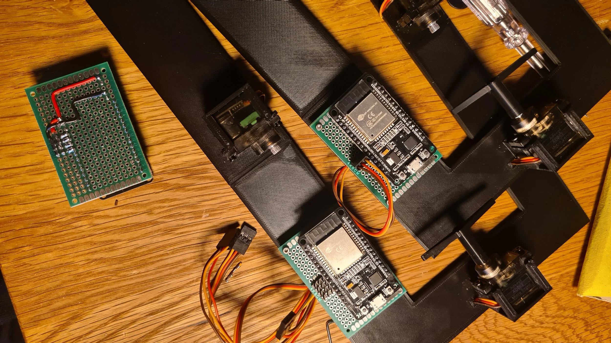 ESP32 with servo motors on a frame