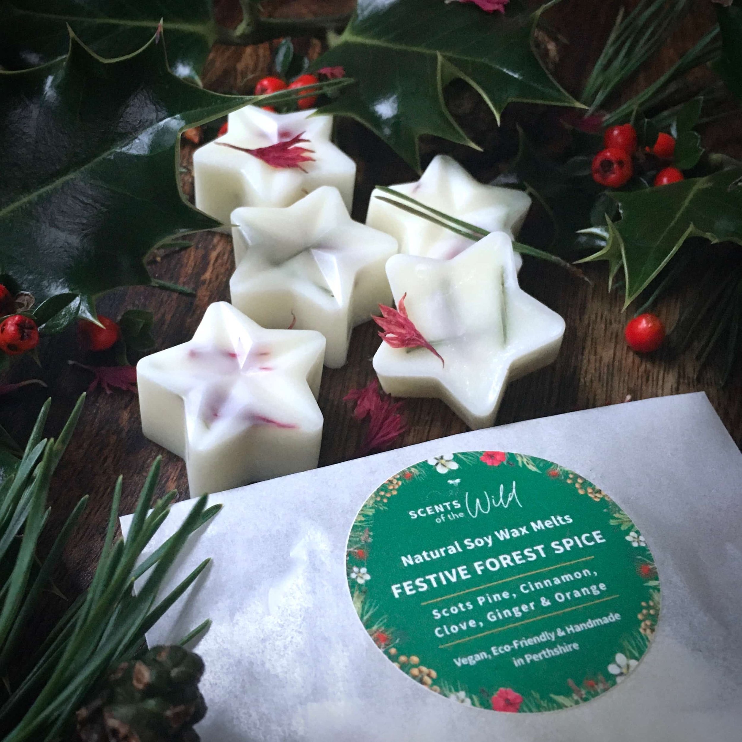 Festive Forest Spice natural Christmas wax melt stars.jpg