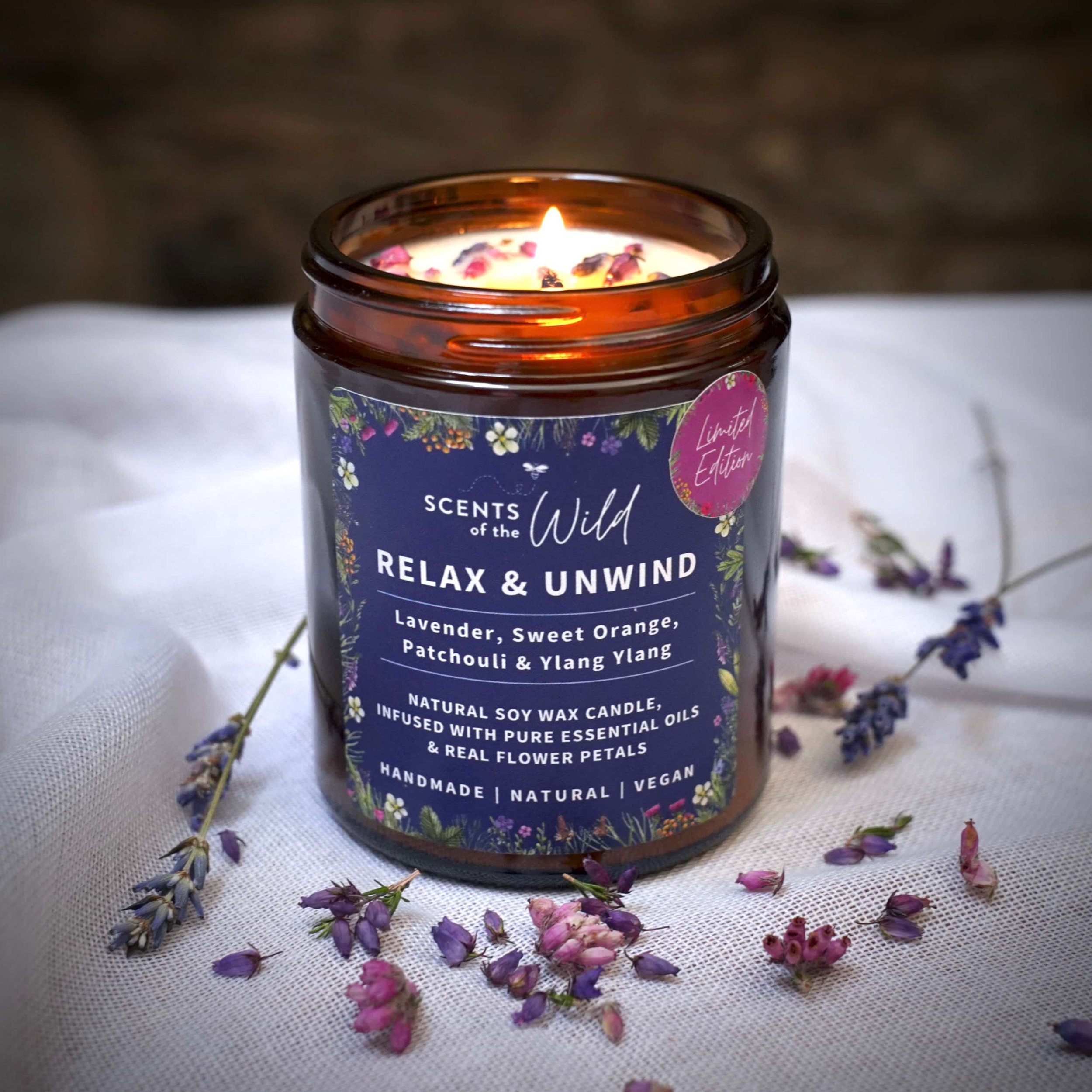 Wild Scottish Blooms natural soy candle with heather and lavender.jpg
