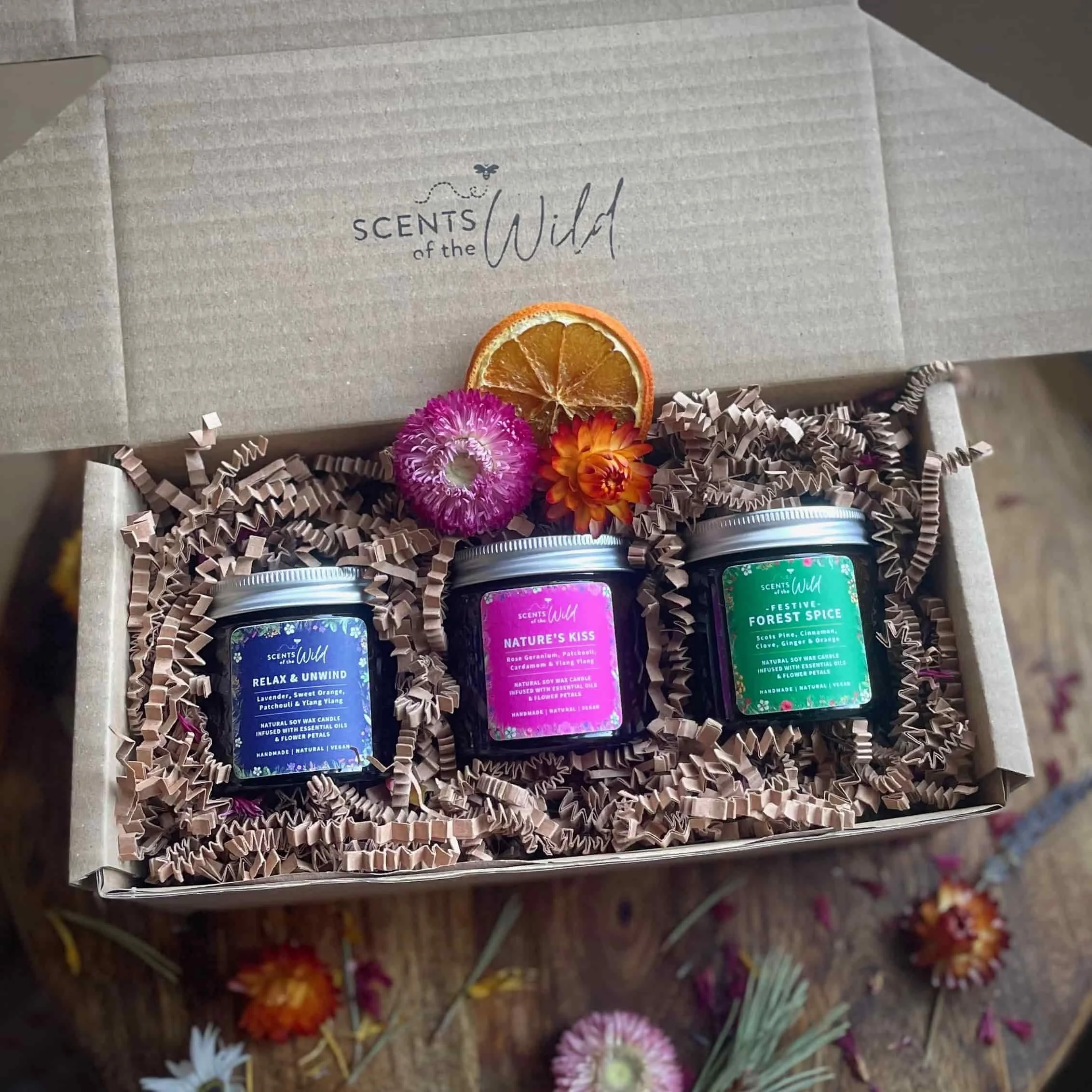 Festive mini candles gift set trio of small candle jars boxed.jpg