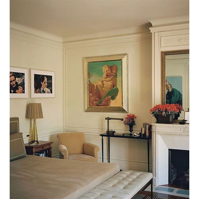 Marc Jacob&rsquo;s former bedroom filled with beautiful portraits by Richard Prince, John Currin and Lisa Yuskavage. Photo by Fran&ccedil;ois Halard.