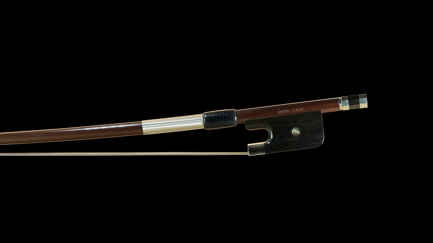 Archet de contrebasse français, hausse en ébène 32 mm, baguette marron CW