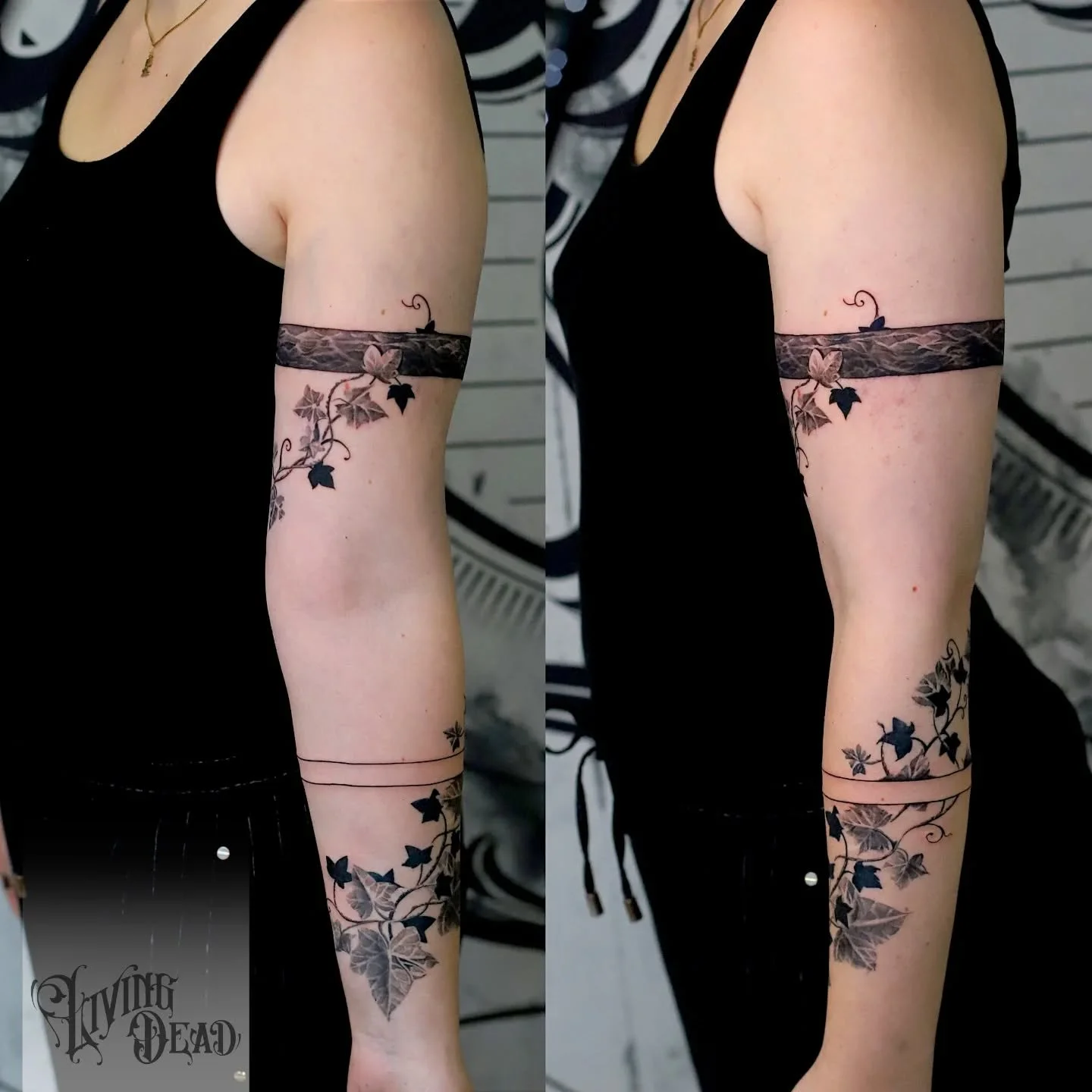 Diese Efeuranken klettern einmal komplett um dem Arm nach oben. Swipe für das Video. Vielen Dank für diesen tollen Auftrag!