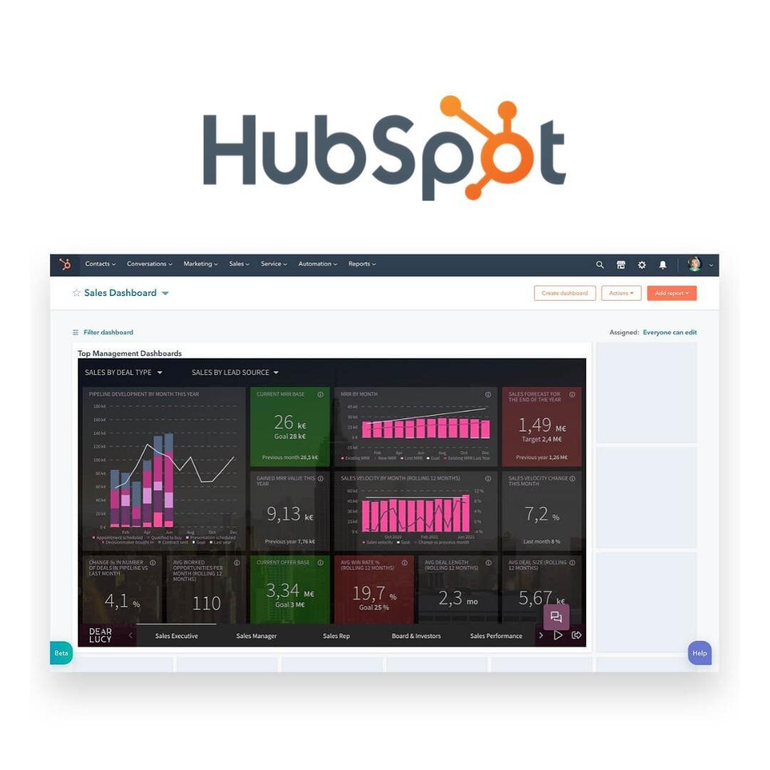 This is really cool! 🚀 You can now embed Dear Lucy into @HubSpot dashboards and use it right inside HubSpot. 

A super-easy way to keep your entire sales and marketing team aligned on key company KPIs and progress. ⠀
⠀
Try it out - you can find tuto