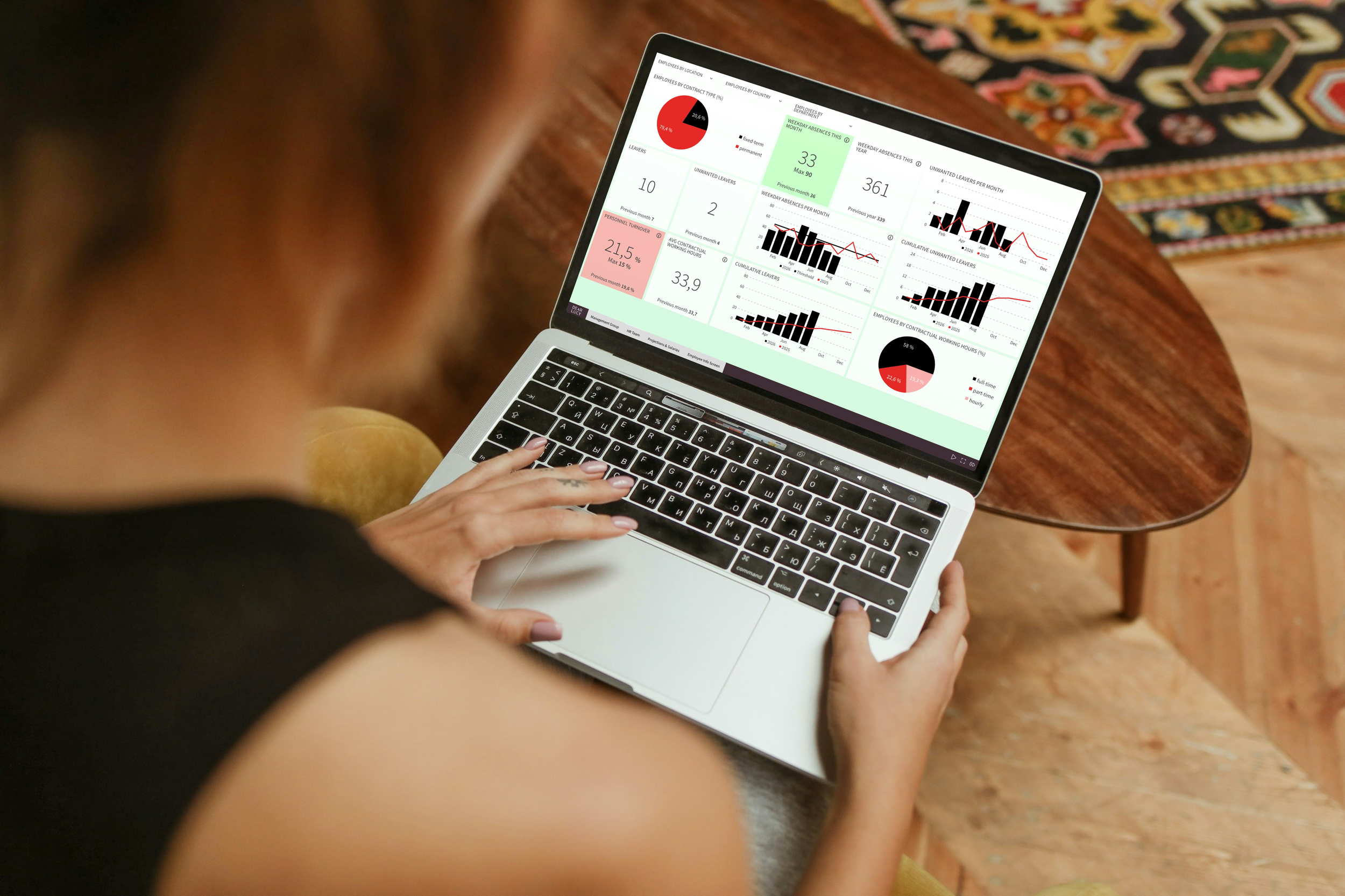 HR team using a Sympa HR dashboard on a laptop