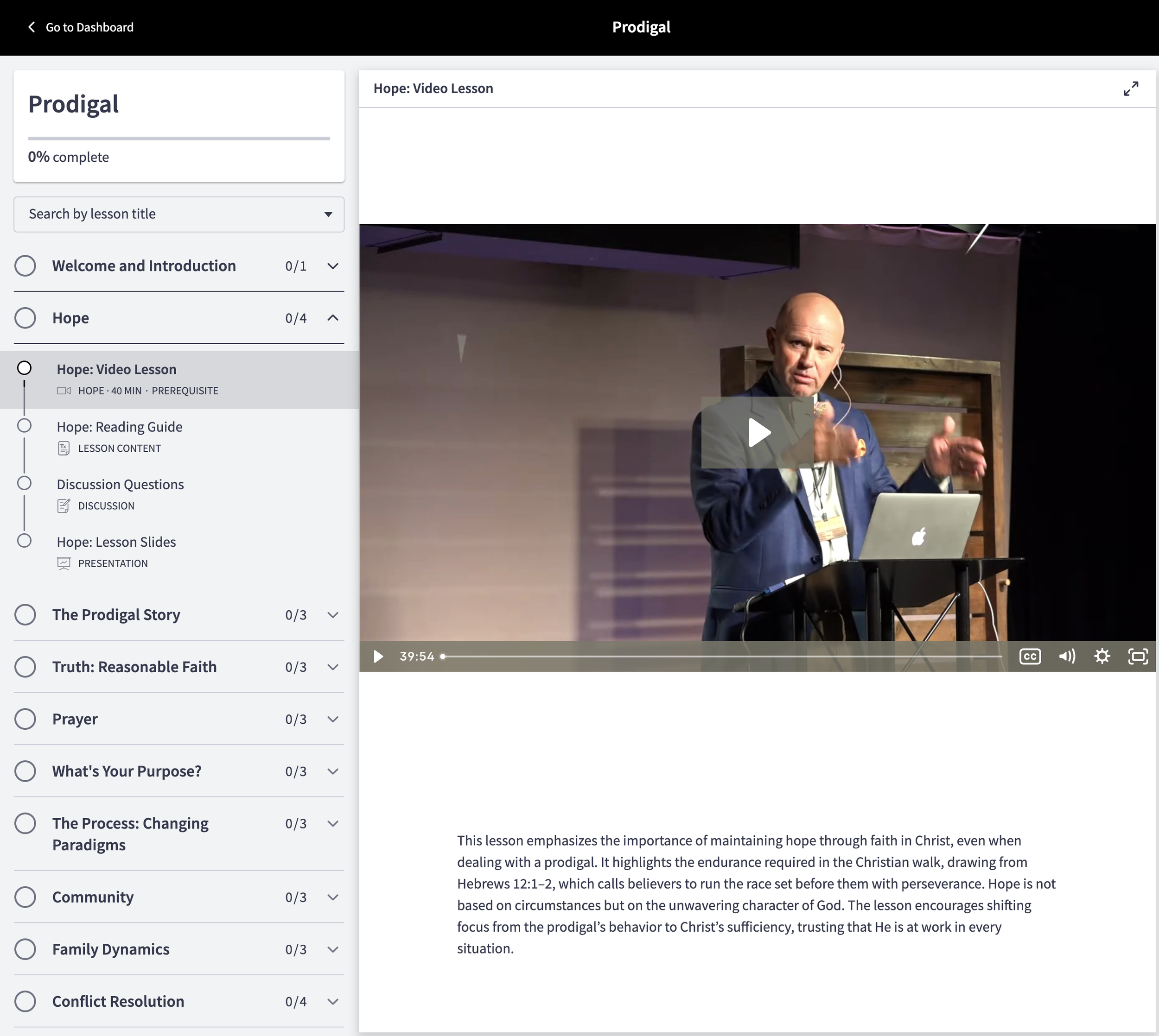 Prodigal Online Course