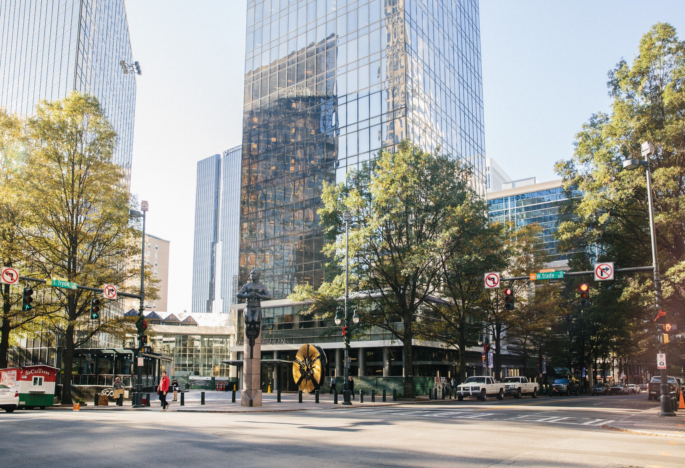 Trade and Tryon in uptown Charlotte, where Atlas supports teams running Apple Business Essentials on their Macs, iPhones, and iPads