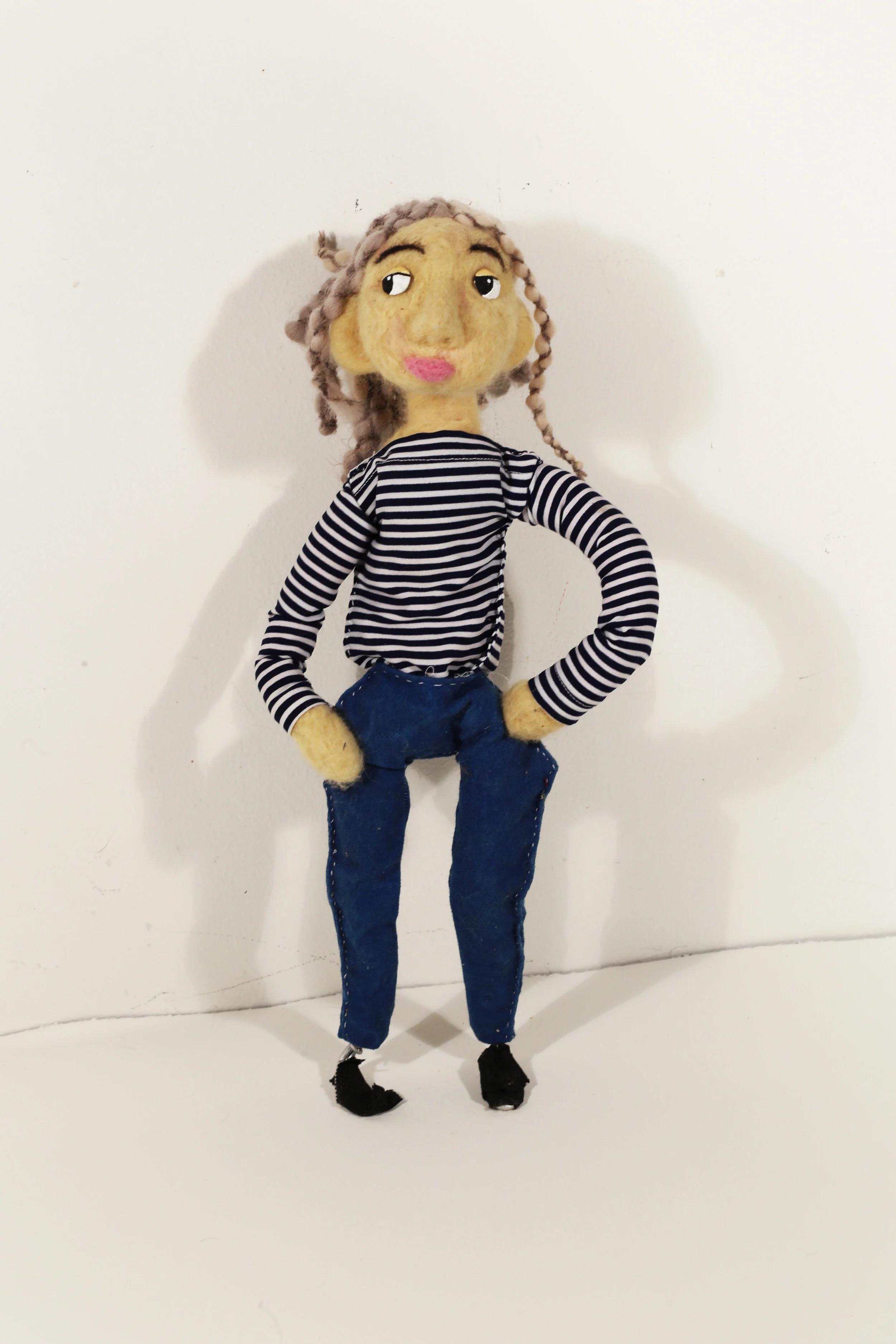 Ronley Puppet, 2019, Aluminum Armature Wire, Epoxy Putty, Needle Felted Wool, Embroidery Floss, Buttons, Fabric, Furniture Nails
