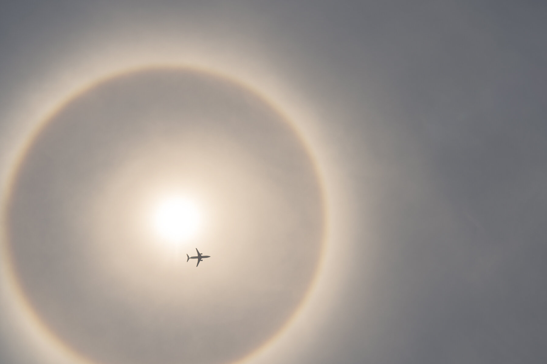 // the halo is an atmospheric optical phenomenon that result when the sun shines through thin clouds composed of ice crystals.
