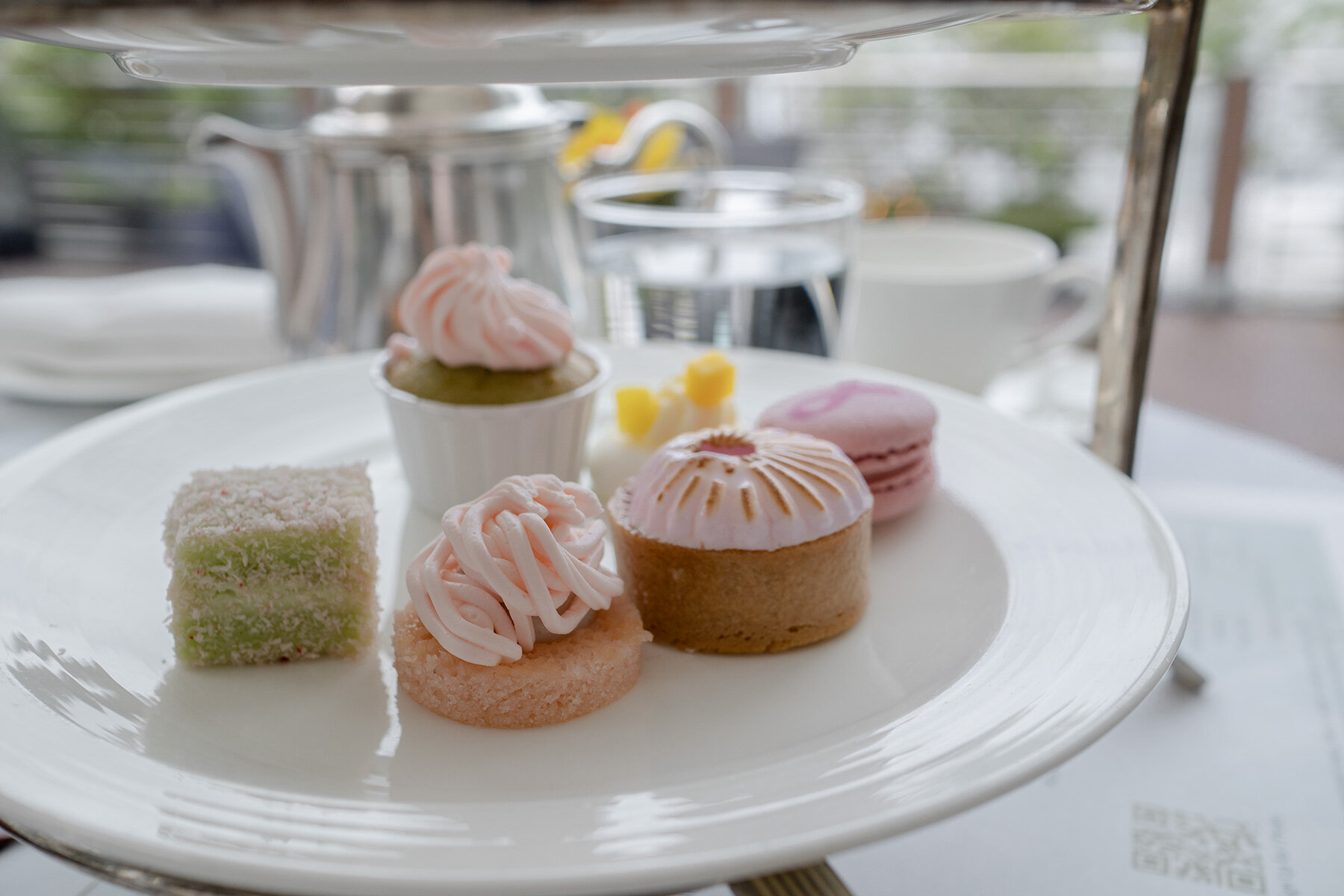 The Landing Points’ Pink Afternoon Tea in support of awareness for breast cancer, with blush delicacies like the Coconut Pandan Lamington and Yoghurt Mango Passion Pavlova.