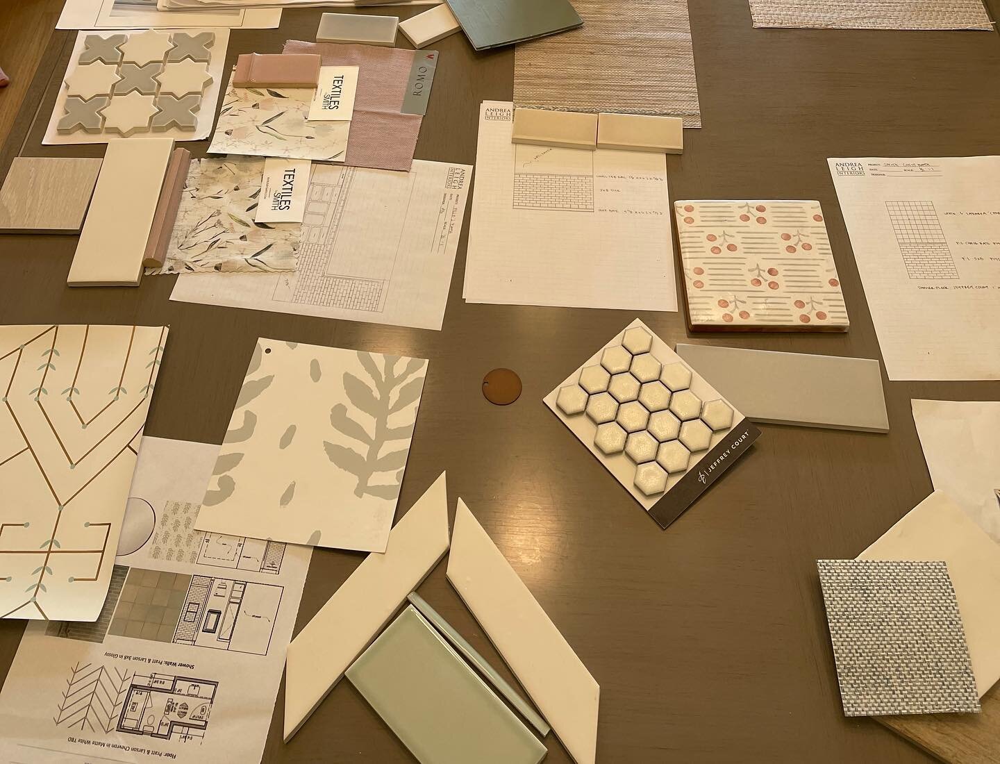 Can&rsquo;t wait to see these beautiful selections come to life in our fabulous westlake custom home!  Love when inspirations become reality.  Happy Easter Austin!  #787designstudio #andrealeighinteriors #annsacks_atx #jeffreycourtinc #textilesbysmit