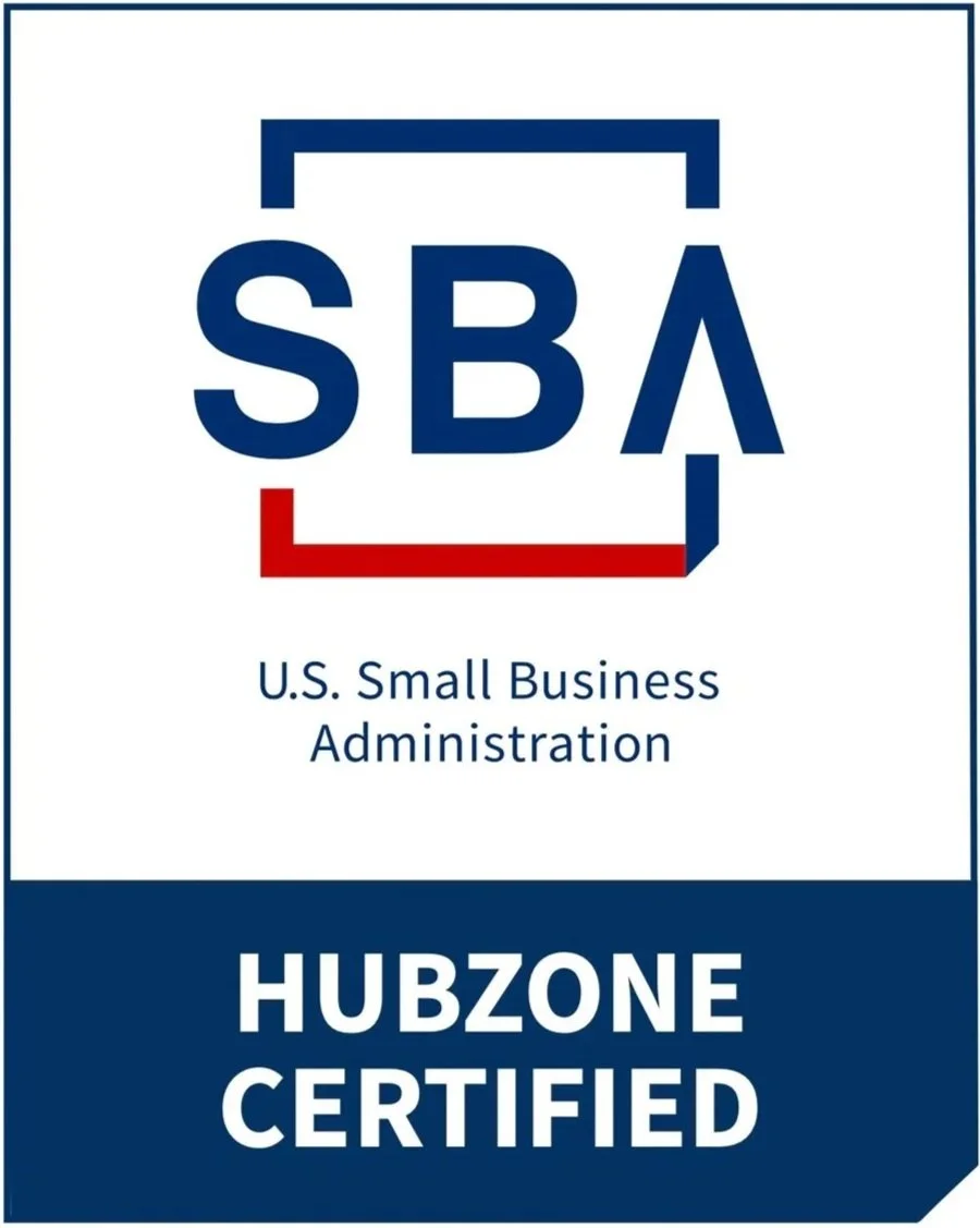 Logo of the U.S. Small Business Administration with text indicating it is HUBZONE certified.