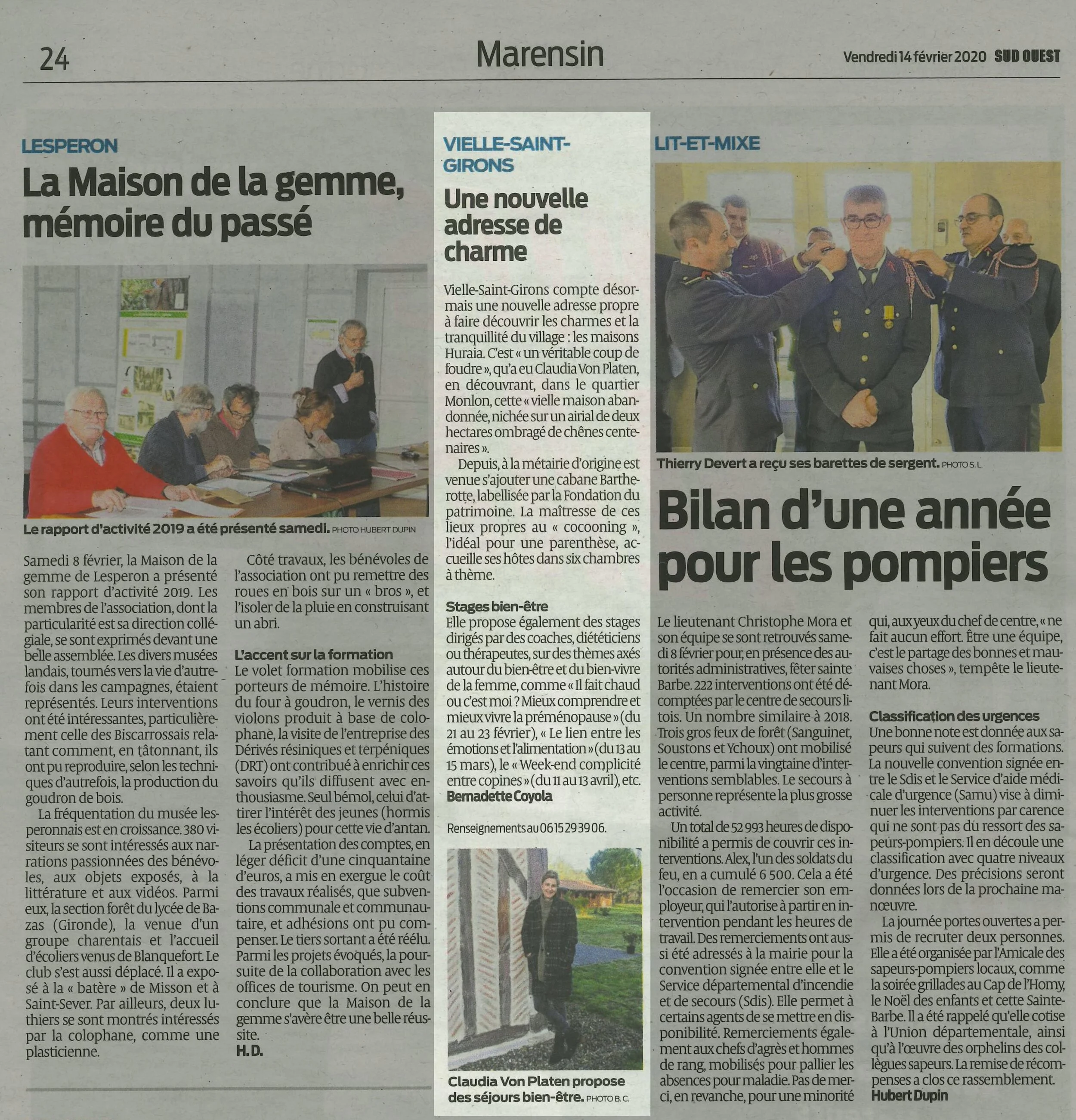 Sud Ouest du 14 Février 2020