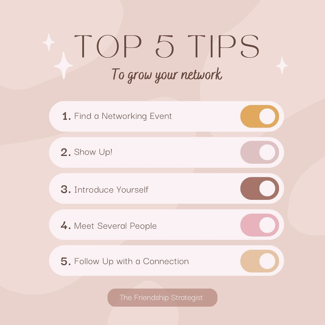 1. Find a Networking Event
Think about why you want to network. Define your intention for signing up for an event. What would you like to get out of the event?

2. Show Up!
Be brave and make sure you attend the event. It can be easy to ditch last min