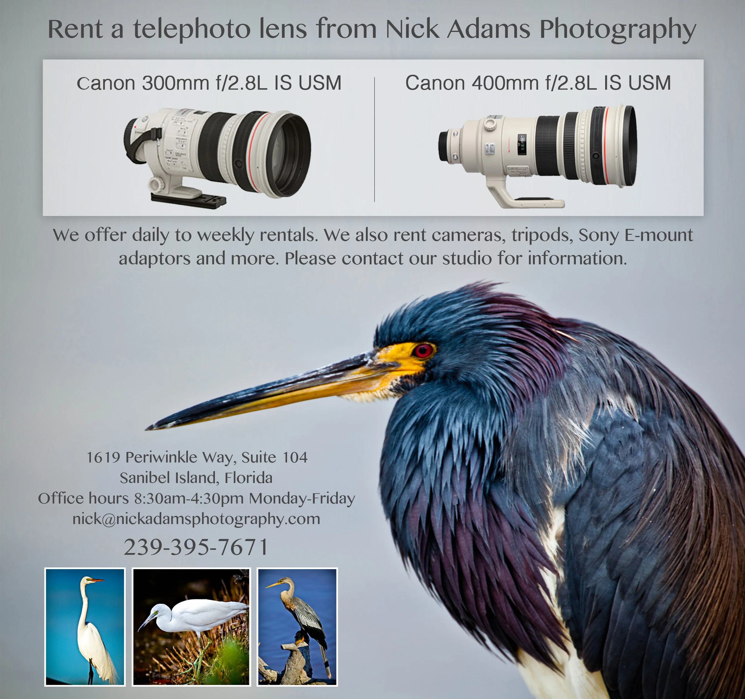 Sanibel Camera Equipment Rental — Nick Adams Photography