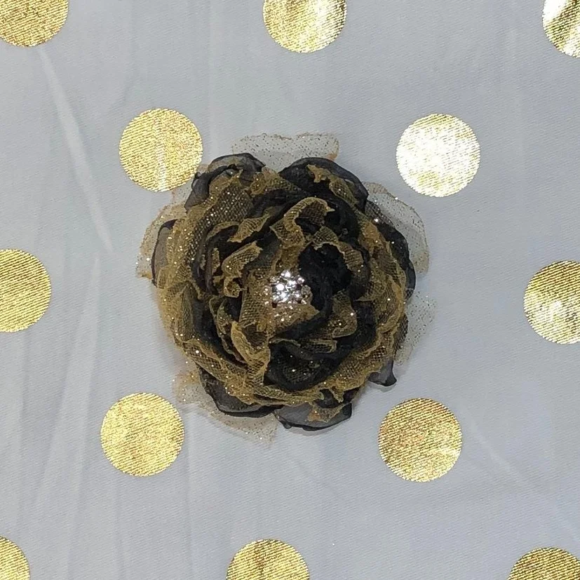 Flower Hair Clip Black and Gold