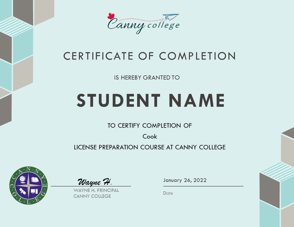 Cook License PreExam Online Course, 415A, NOC 6322