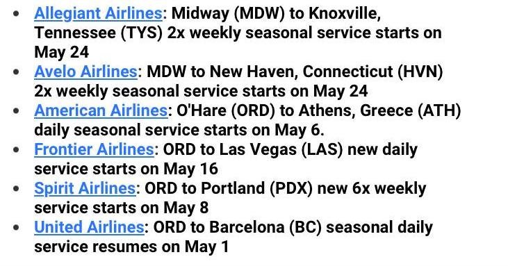 Chicago (@fly2ohare, @fly2midway) route updates for May 2024. Enjoy the nice weather and spotting!
#flychicago #ordairportwatch #newroutes