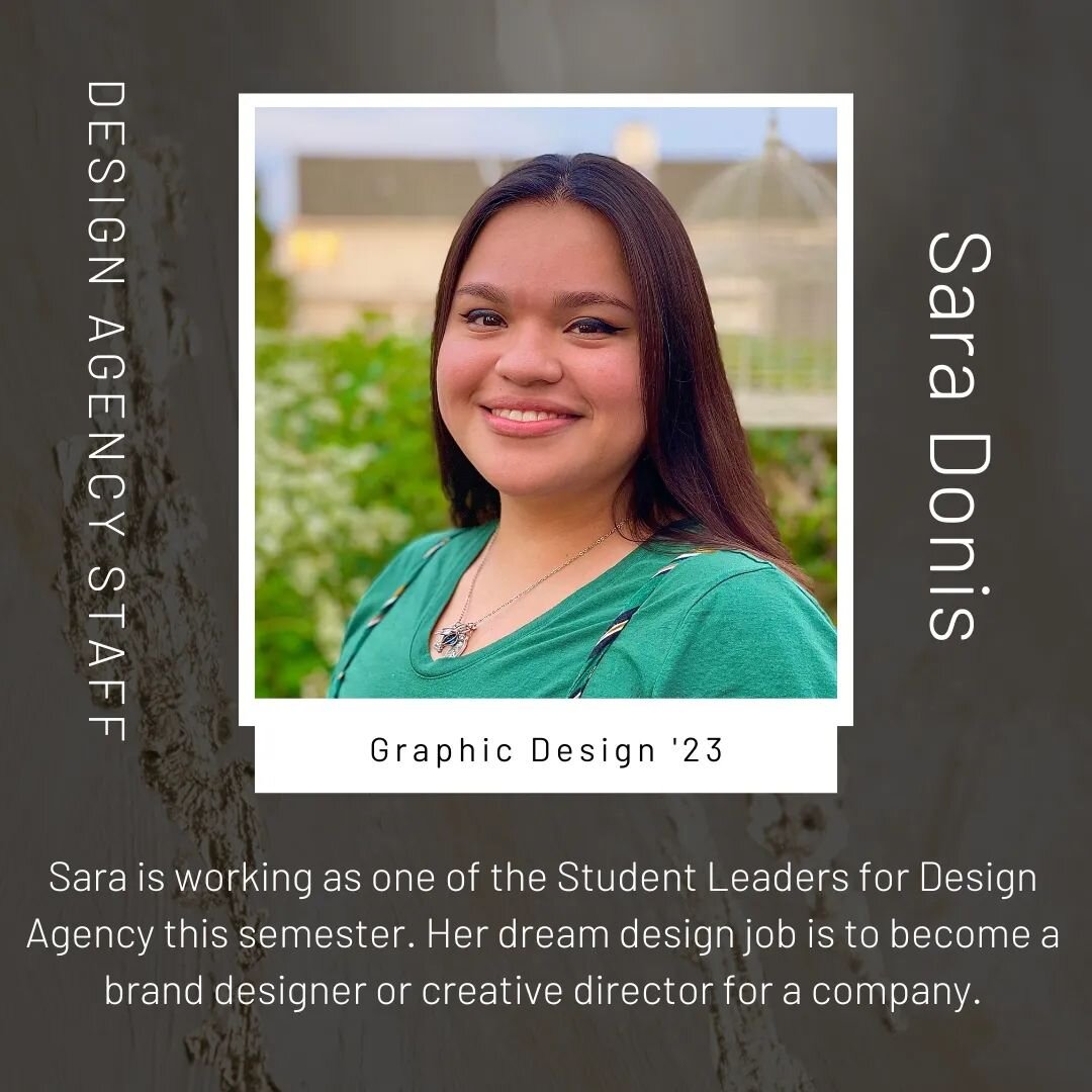 Meet our 2023 Spring Semester Design Agency Students Leaders! 

Sara is a Graphic Design major graduating in 2023 and Austin is also a Graphic Design major graduating in 2025. Both Sara and Austin have previously been a part of Design Agency and are 