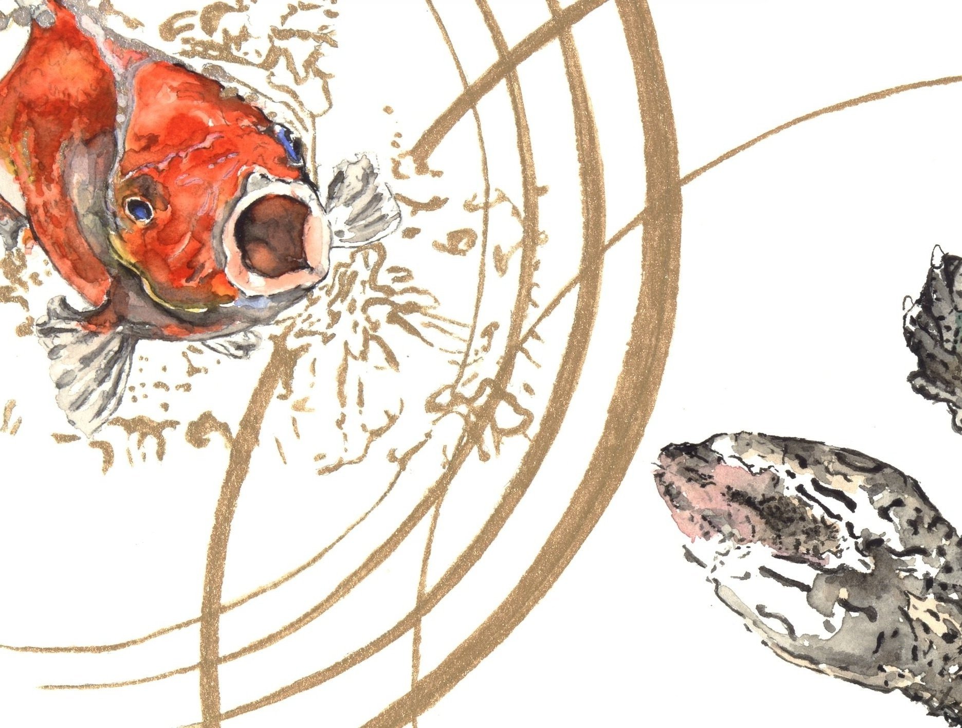 Diamonds and Gold | Closely Cropped to show watercolor and gold ink detailing | Art by Katherine Binder, an Maryland Based Fine Artist
