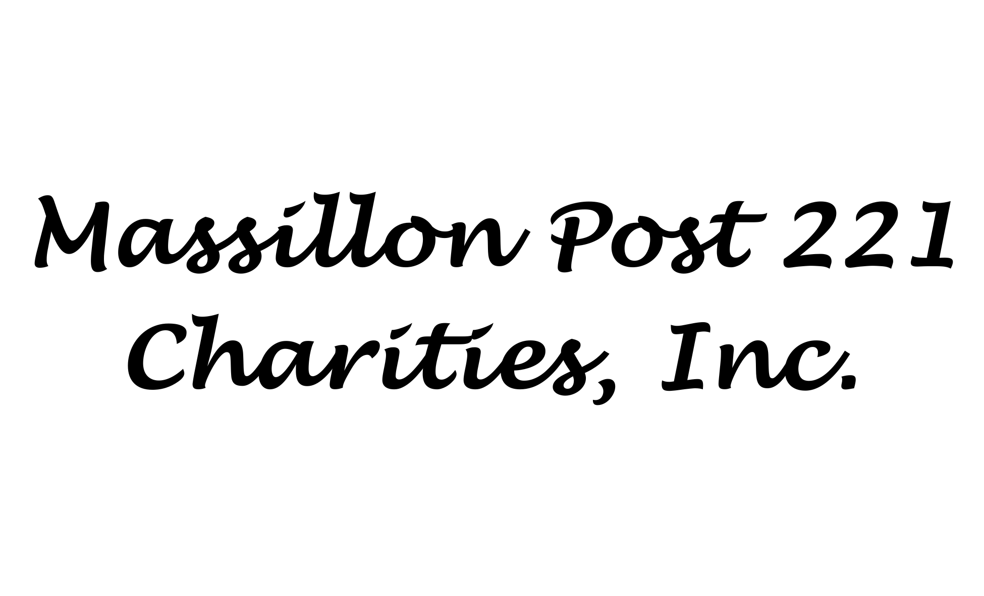 Text reading 'Massillon Post 221 Charities, Inc.' in black cursive font on a white background.