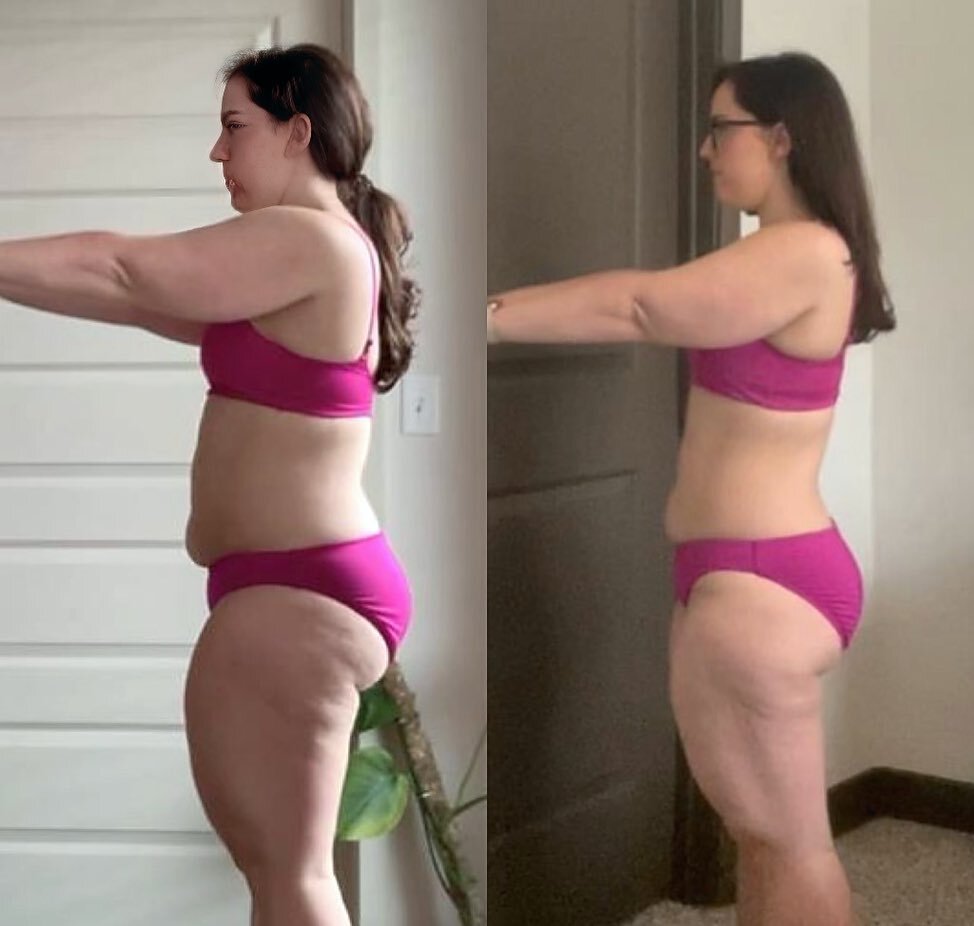 🔦 CLIENT SPOTLIGHT! 🔦 ⁣
⁣
Anne @a_deatrick has made all this progress while eating 2,000 calories a day 💪🏻🤩⁣
⁣
🚫 NO CALORIE CUTTING NEEDED!!! 🚫⁣
⁣
In fact, she&rsquo;s eating MORE now than she was before working with me 💪🏻⁣
⁣
Her weight ⚖️ i