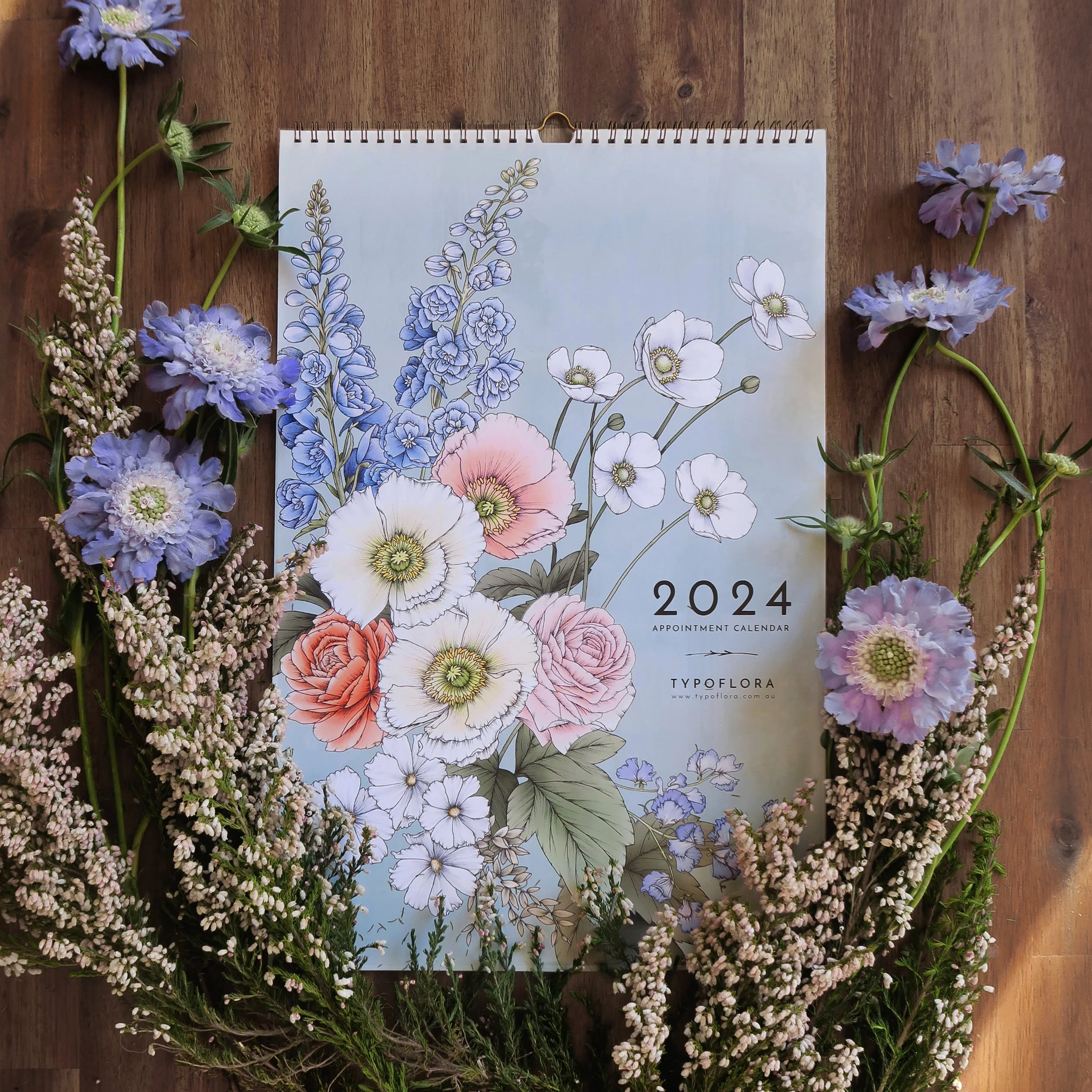2024 Always Flowers Appointment Wall Calendar TYPOFLORA