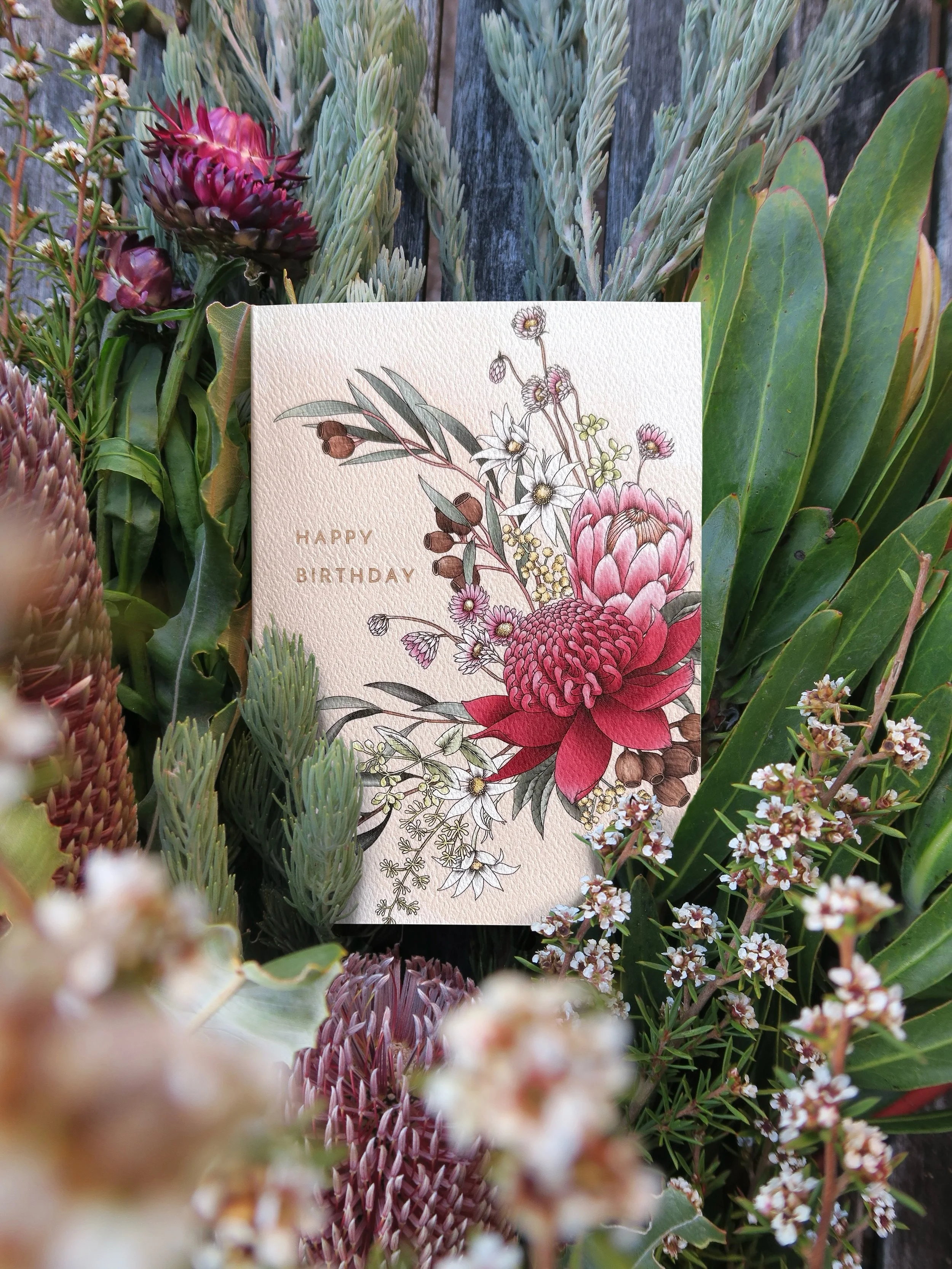 Our new card collection, Gathered, is here 🌿

A collection shaped by everything we&rsquo;re drawn to, from Australian native flowers, garden wildflowers, to lush houseplants, all delicately illustrated and made for birthdays, quiet moments, big cele