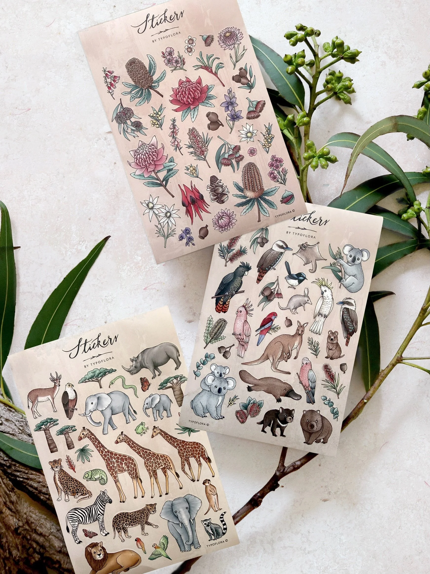 You guys are LOVING the stickers! Our two newest designs, Australian Blooms and Australian Friends, have already become bestsellers, and some old favourites are back too!

From native blooms to safari friends, our nature inspired sticker collection h