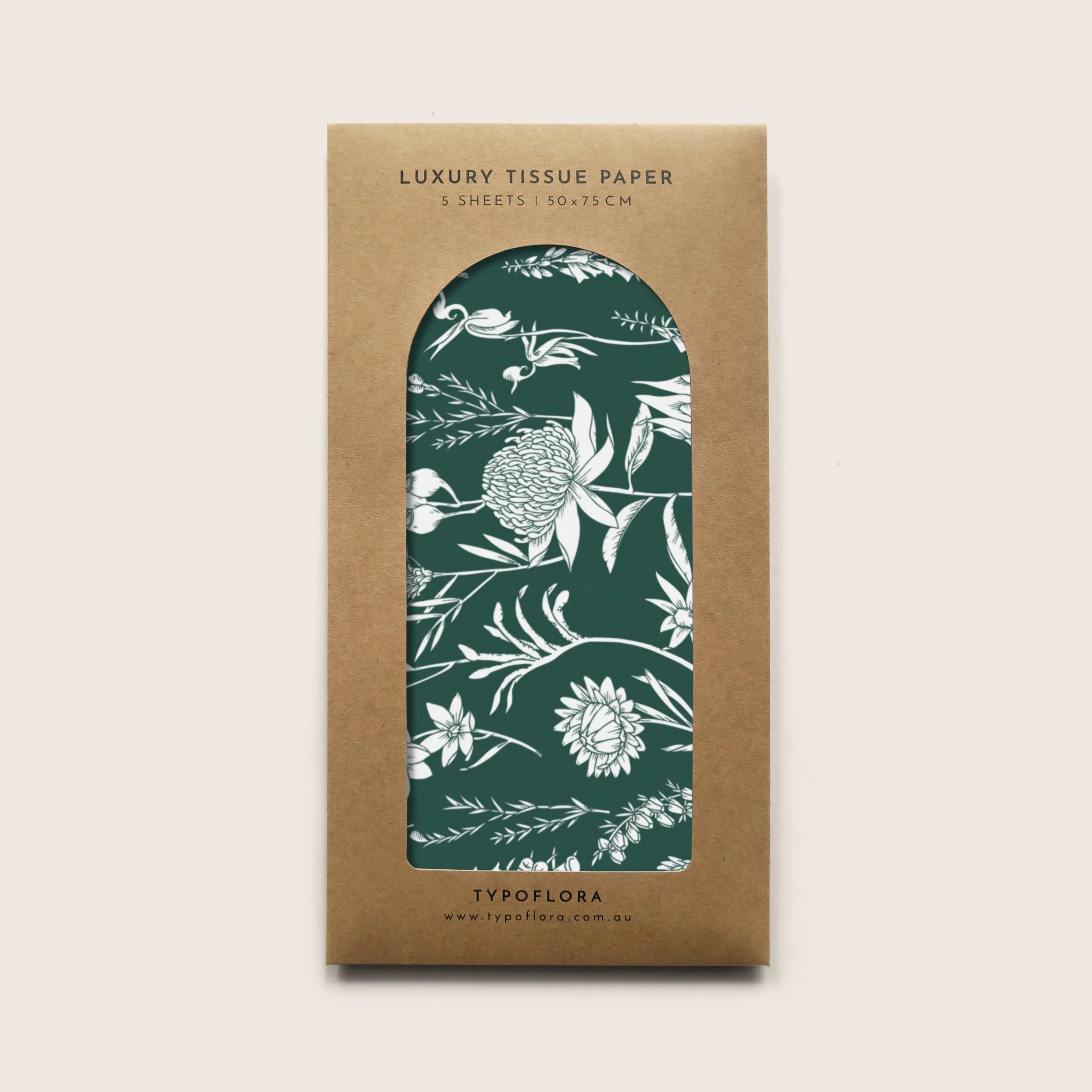 Tissue Paper - Waratah in Forest Green