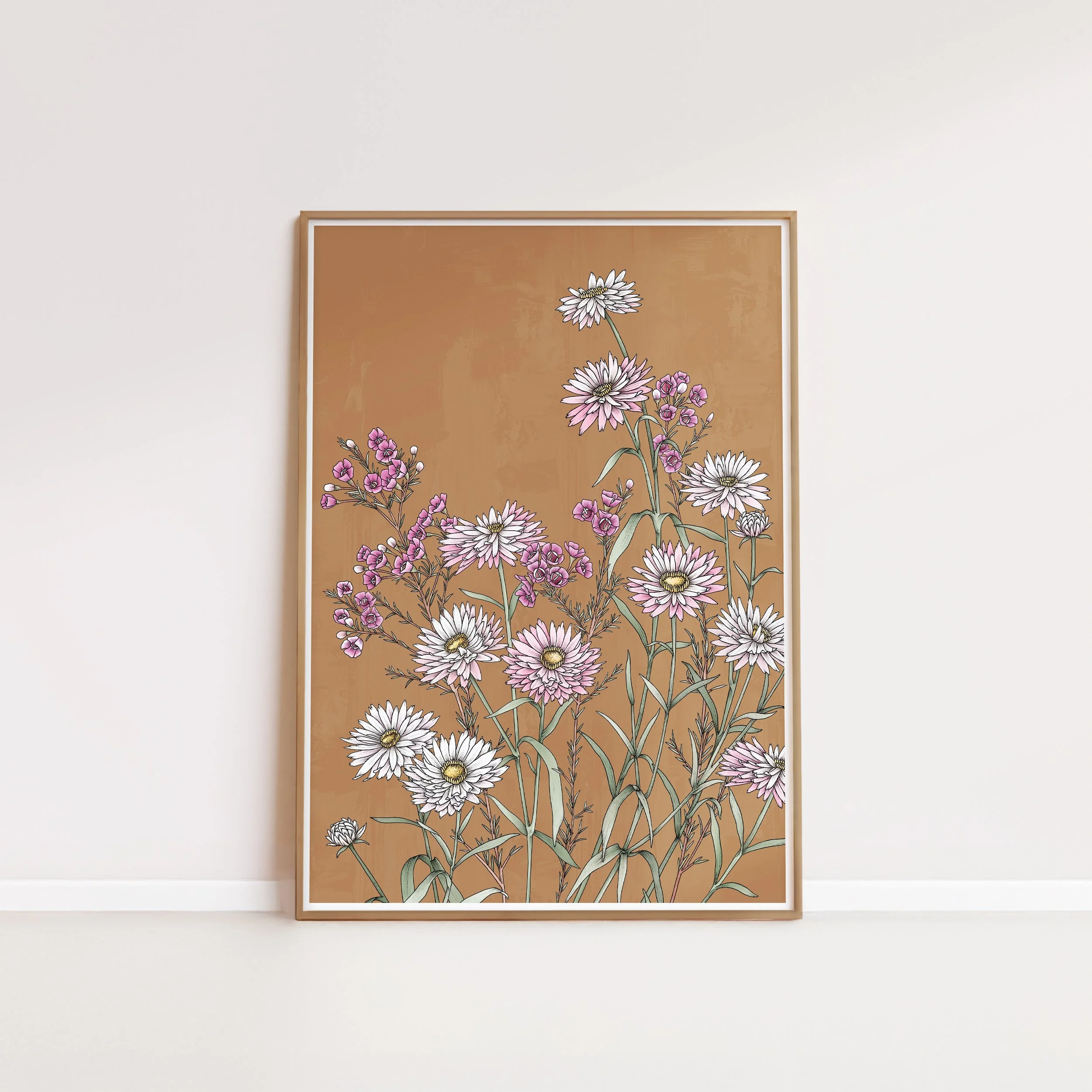 Mustard Strawflowers Portrait Artprint