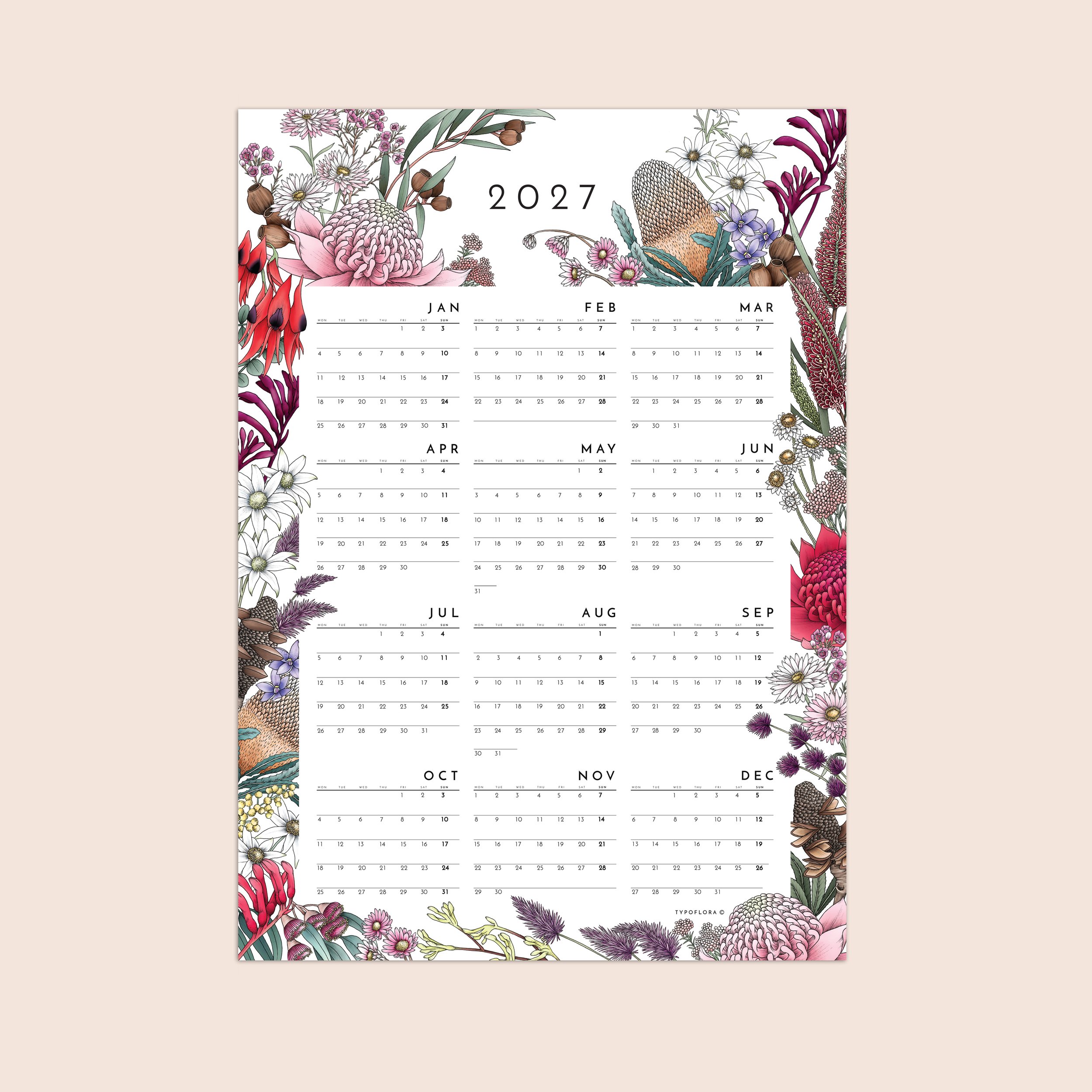 2027 Blooming Calendar Poster