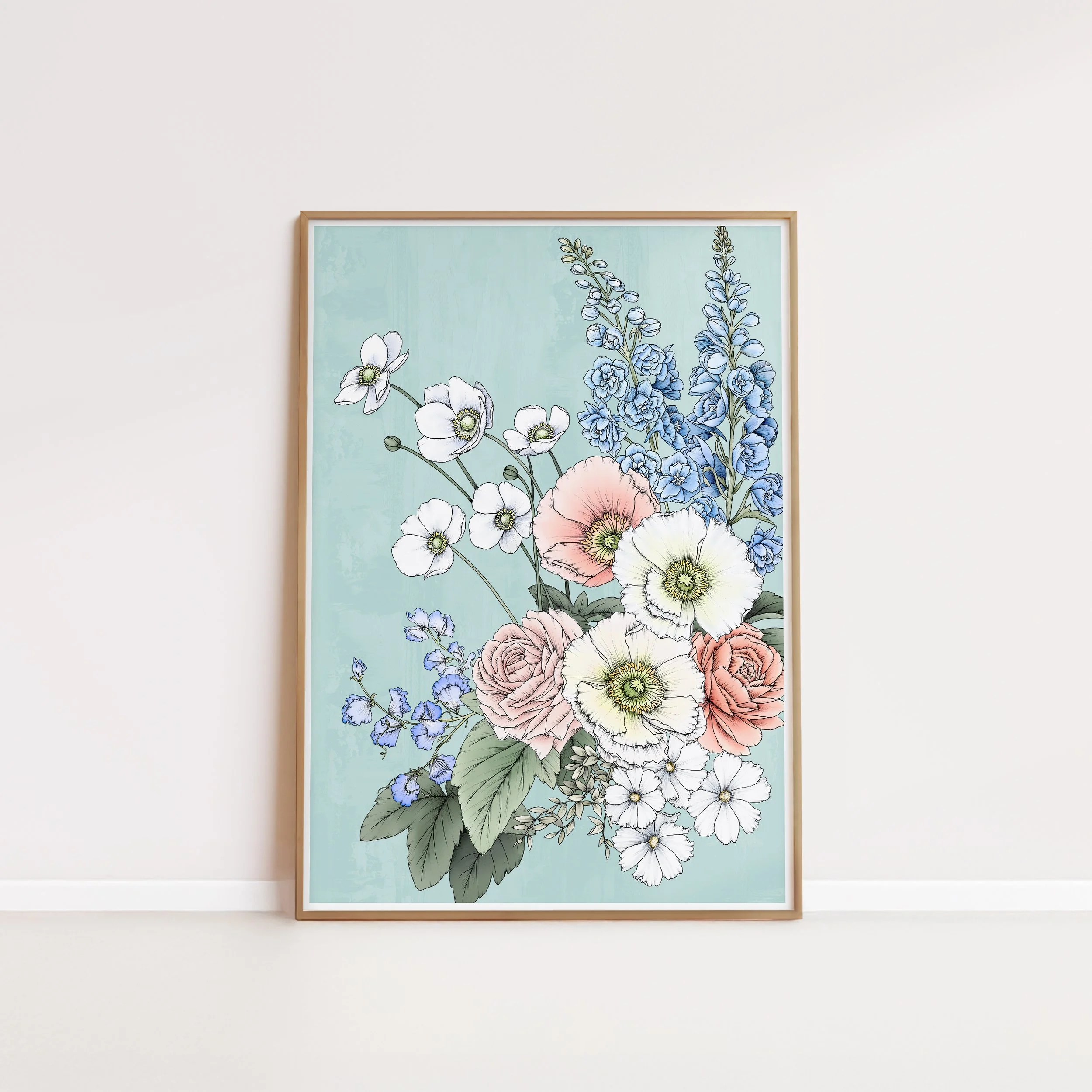 Bouquet in Soft Blue Artprint