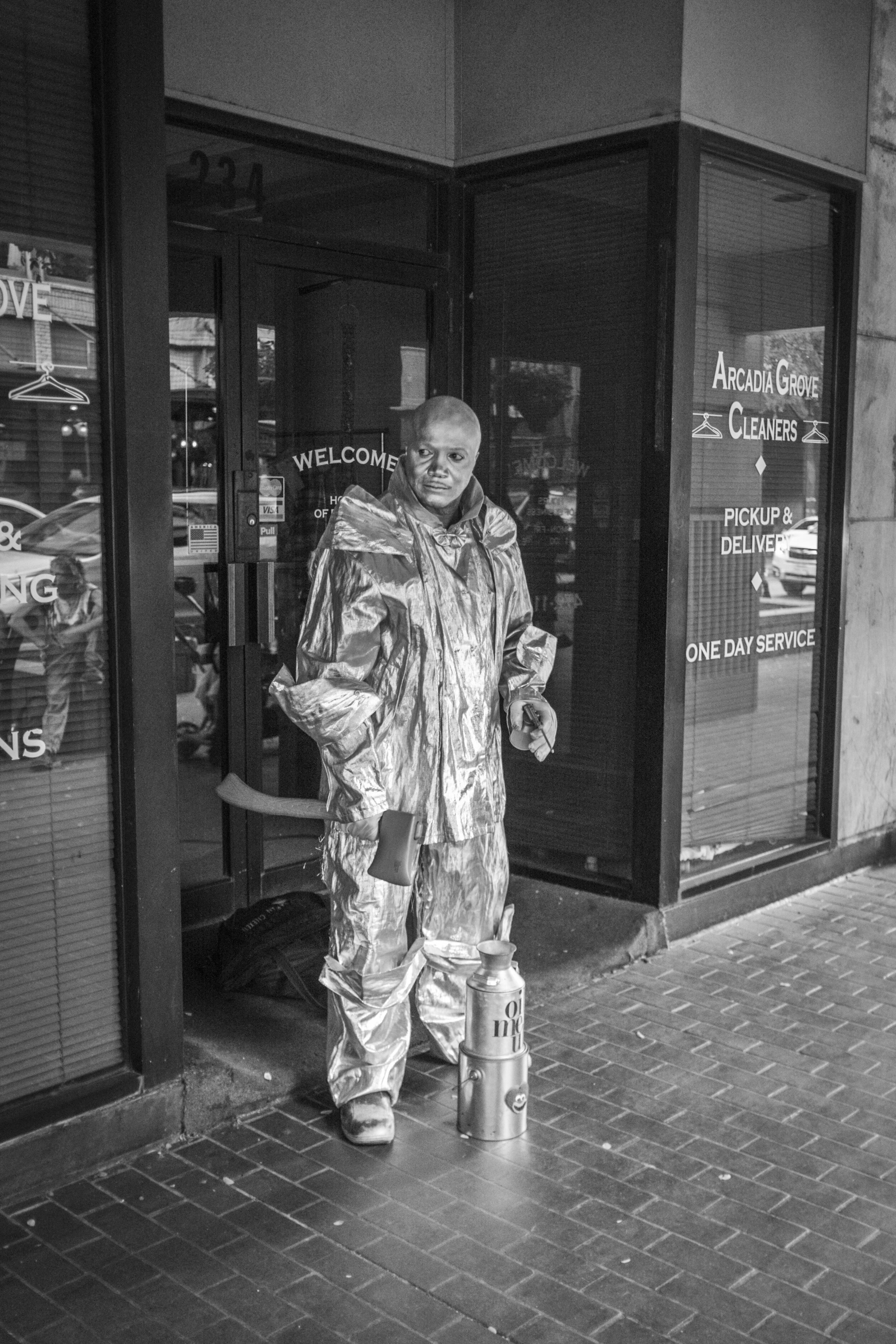  “The Tin Man” Downtown San Antonio, TX. This gentleman was telling everybody walking by, “Come take a pic with the Tin Man.” 