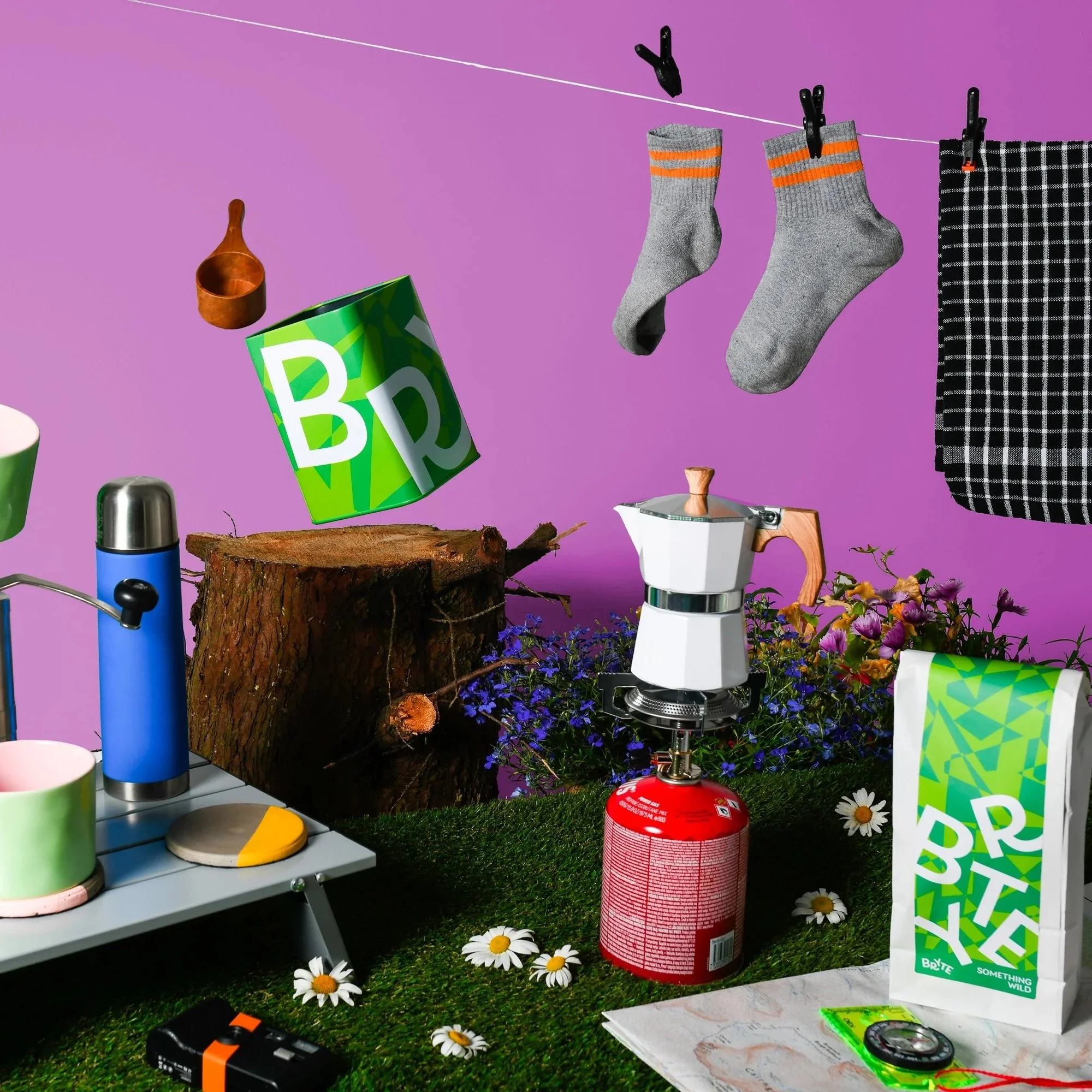 Bryte Coffee Labels Outdoors