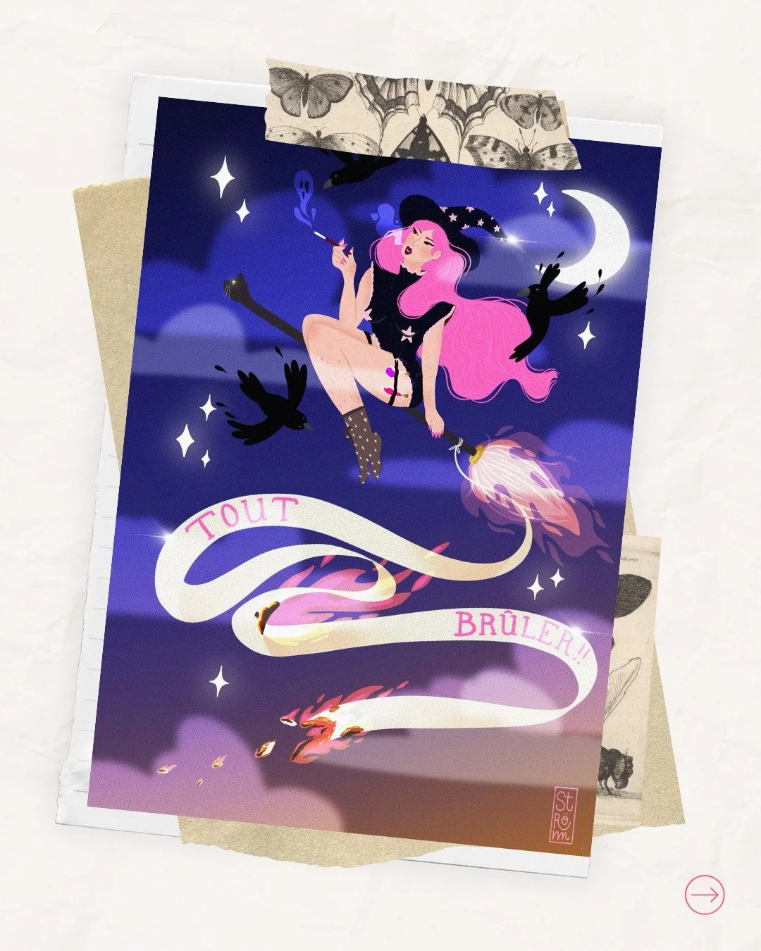 Ma&euml;lle sera de retour aux Mains Magiques avec plein de nouveaut&eacute;s 🤩🤩🤩
@stromillustration c'est des produits illustr&eacute;s autour du corps et de la nature. Sa marque de fabrique ? Un univers onirique, color&eacute; et engag&eacute; n