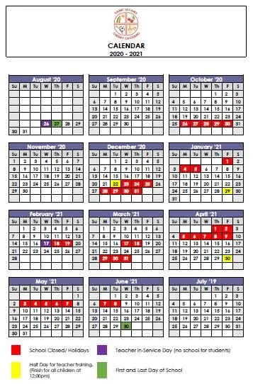 School Calendar 20/21
