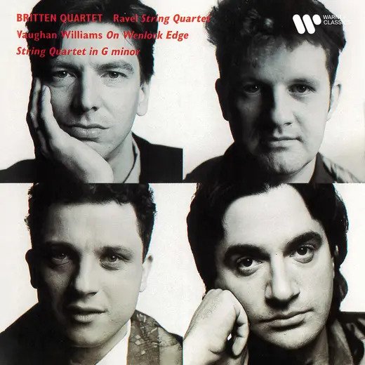 Britten Quartet performs Ravel String Quartet and Vaughan Williams On Wenlock Edge album cover.