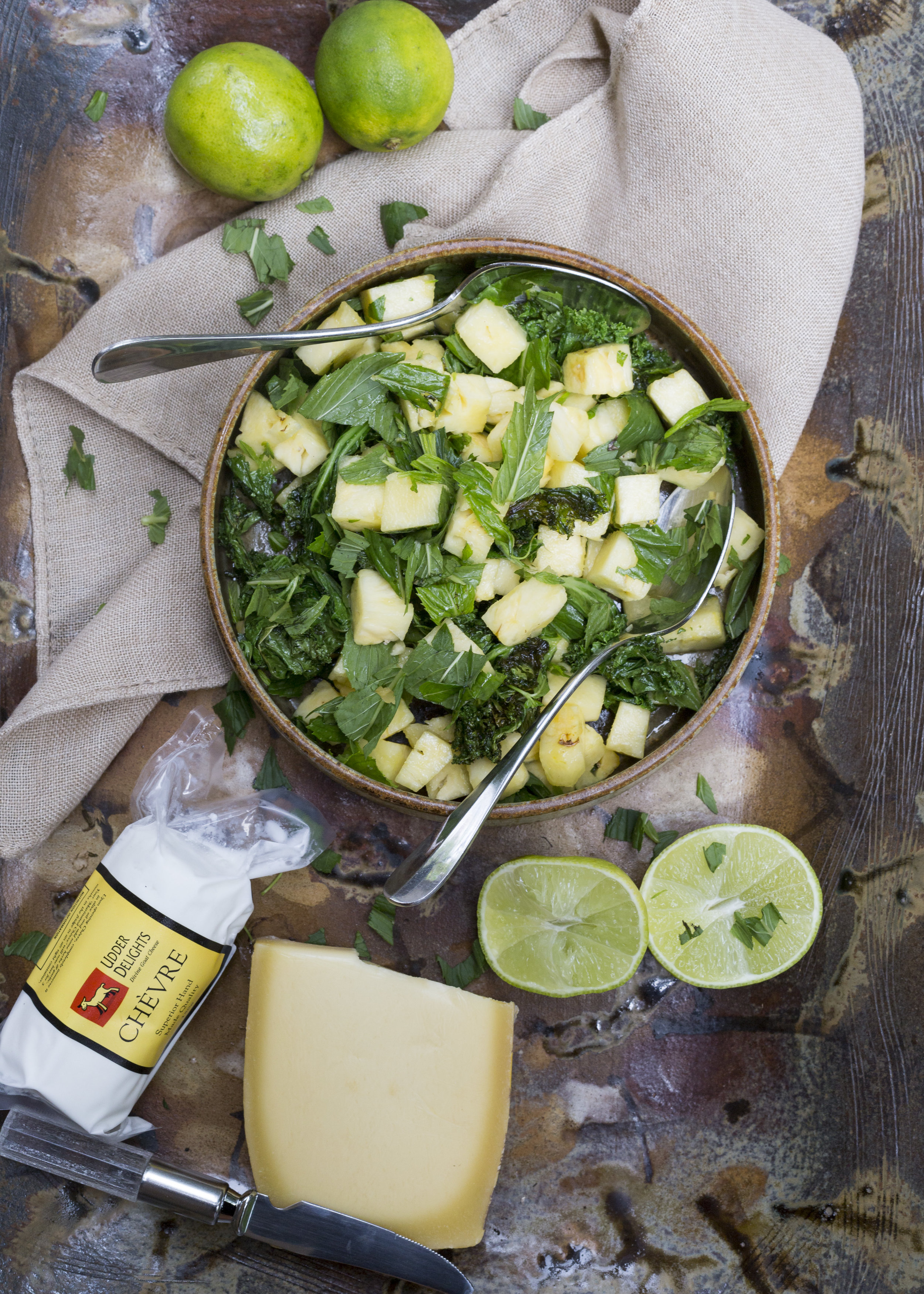 Pineapple, Mint and Crispy Kale Salad