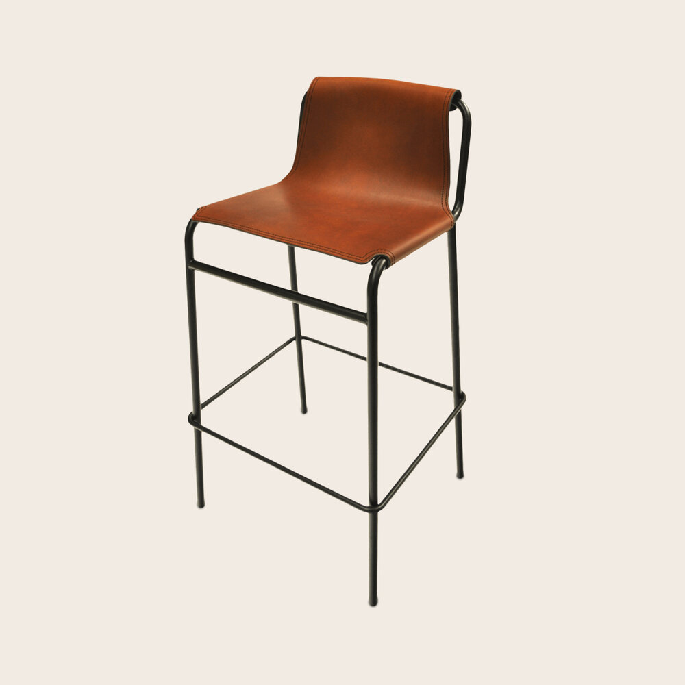 September Bar Stool Oxdenmarq, Metal And Leather Bar Stools