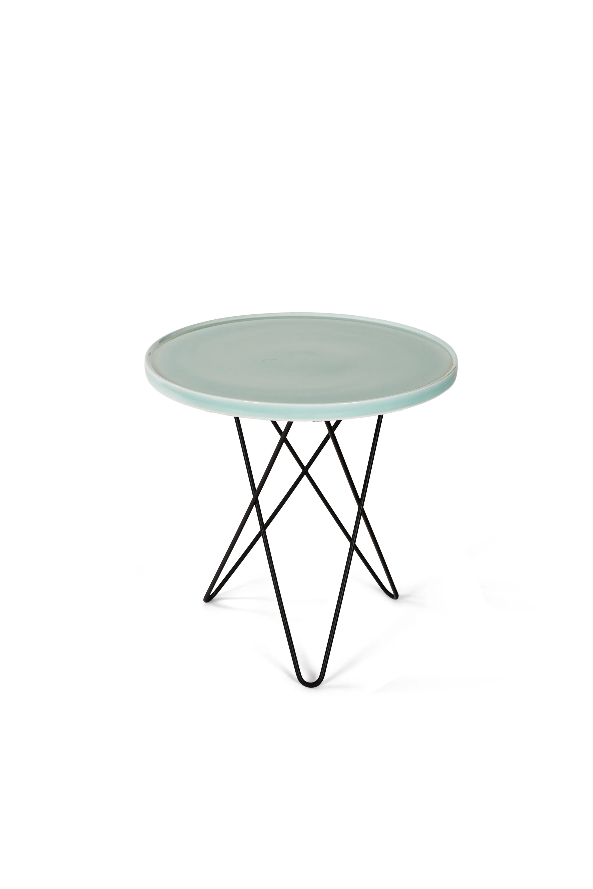 Tall o table green porcelain, black frame.jpg